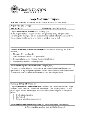 [Solved] Part 3 Using the Project Charter Template construct a project ...