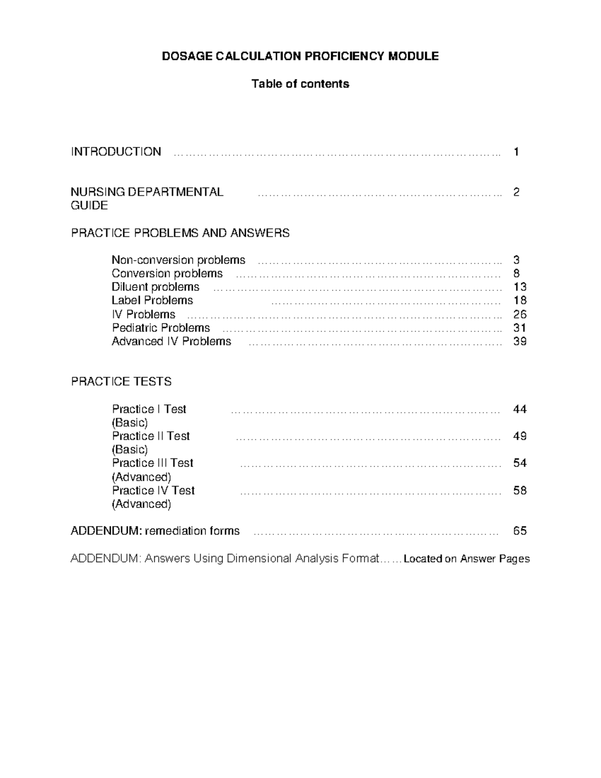Dosage Calculation Proficiency Module: Practice Problems & Tests - Studocu