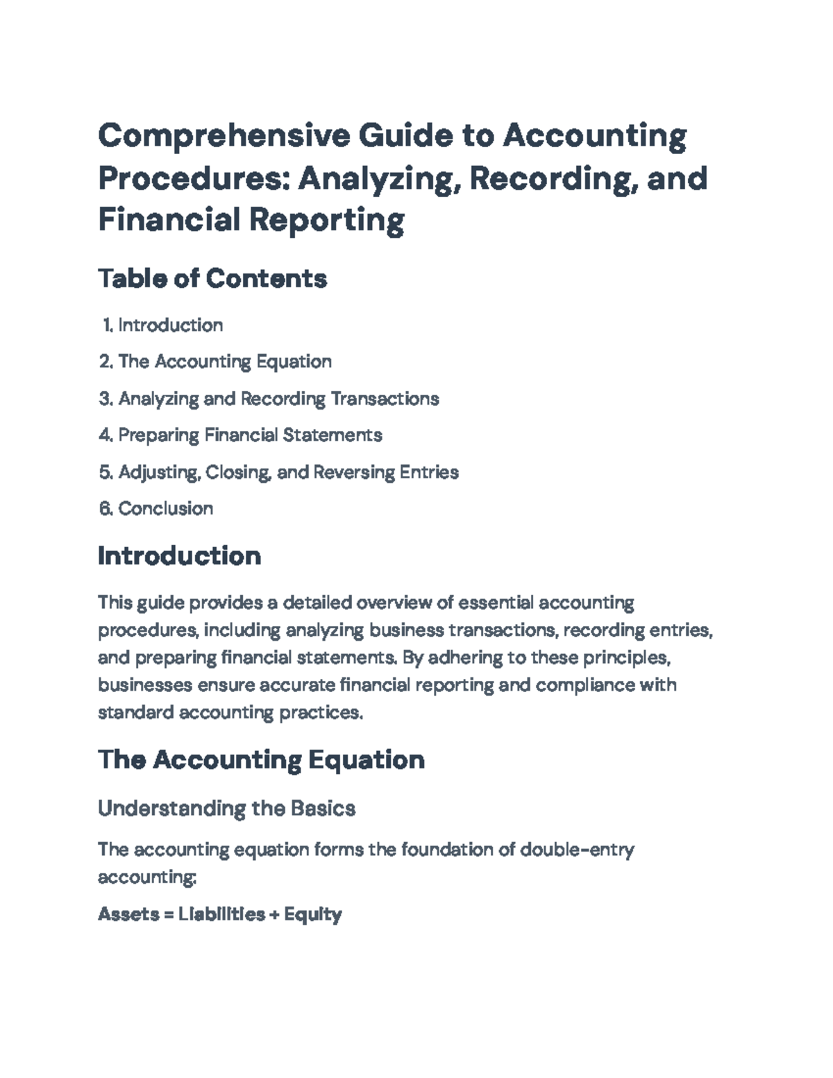 Comprehensive Accounting Procedures Guide (ACC 101) - Comprehensive ...