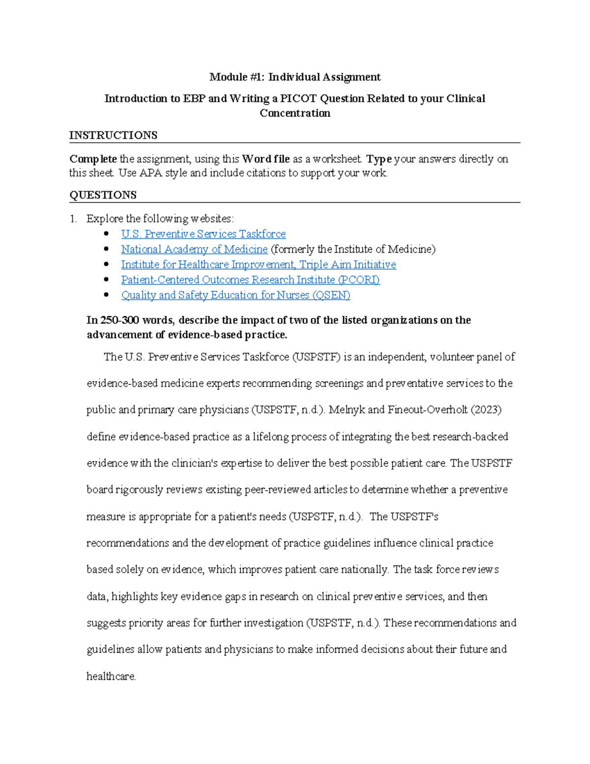 Sauls NGR6850Individual Assignment 1 - Module #1: Individual Assignment ...