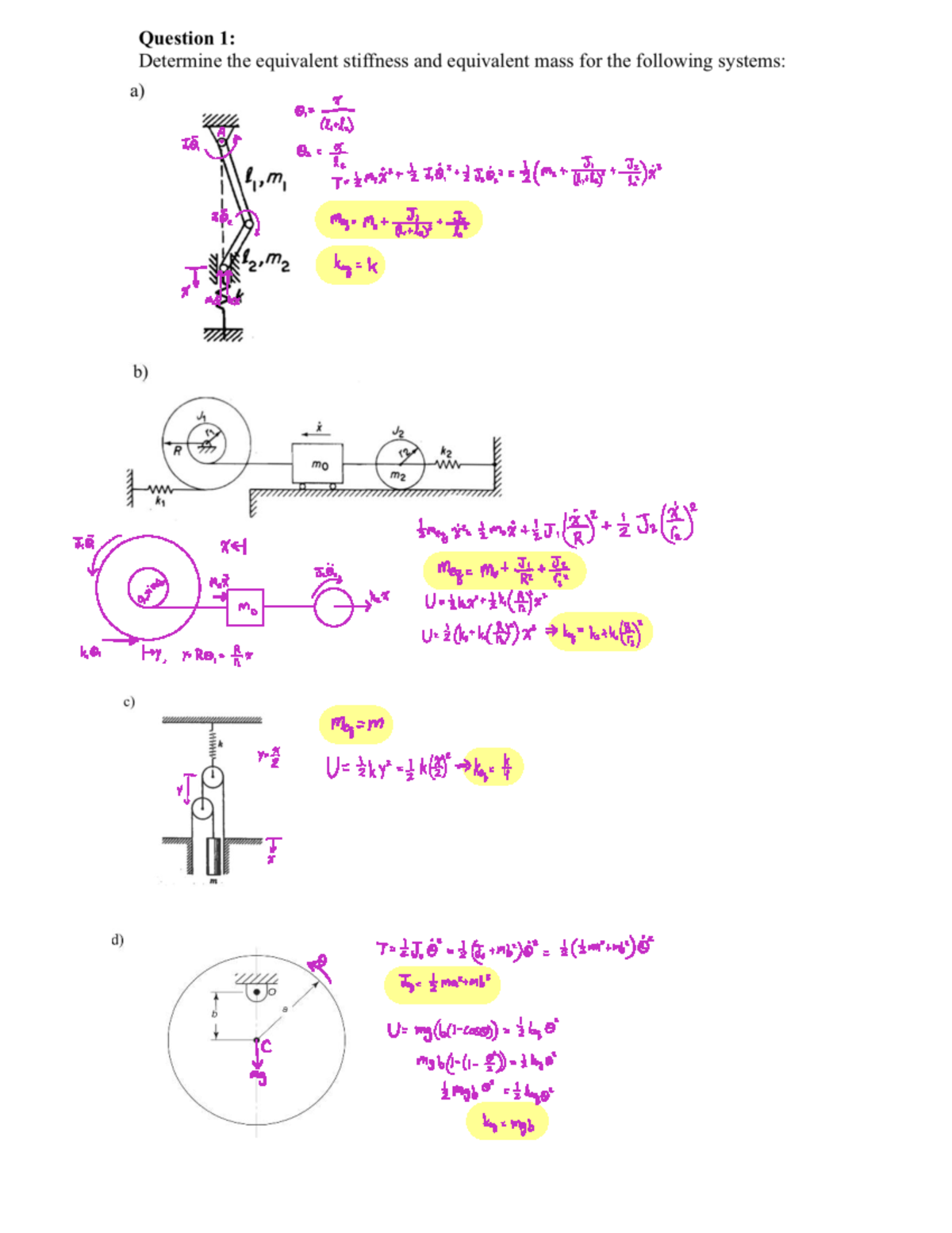 MECH 315 - Assignment 1: Analysis and Calculations - Studocu