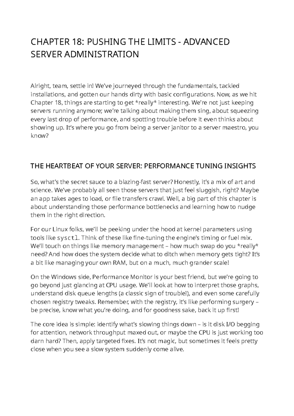 CHAPTER 18: PERFORMANCE TUNING IN SERVER ADMINISTRATION - Studocu