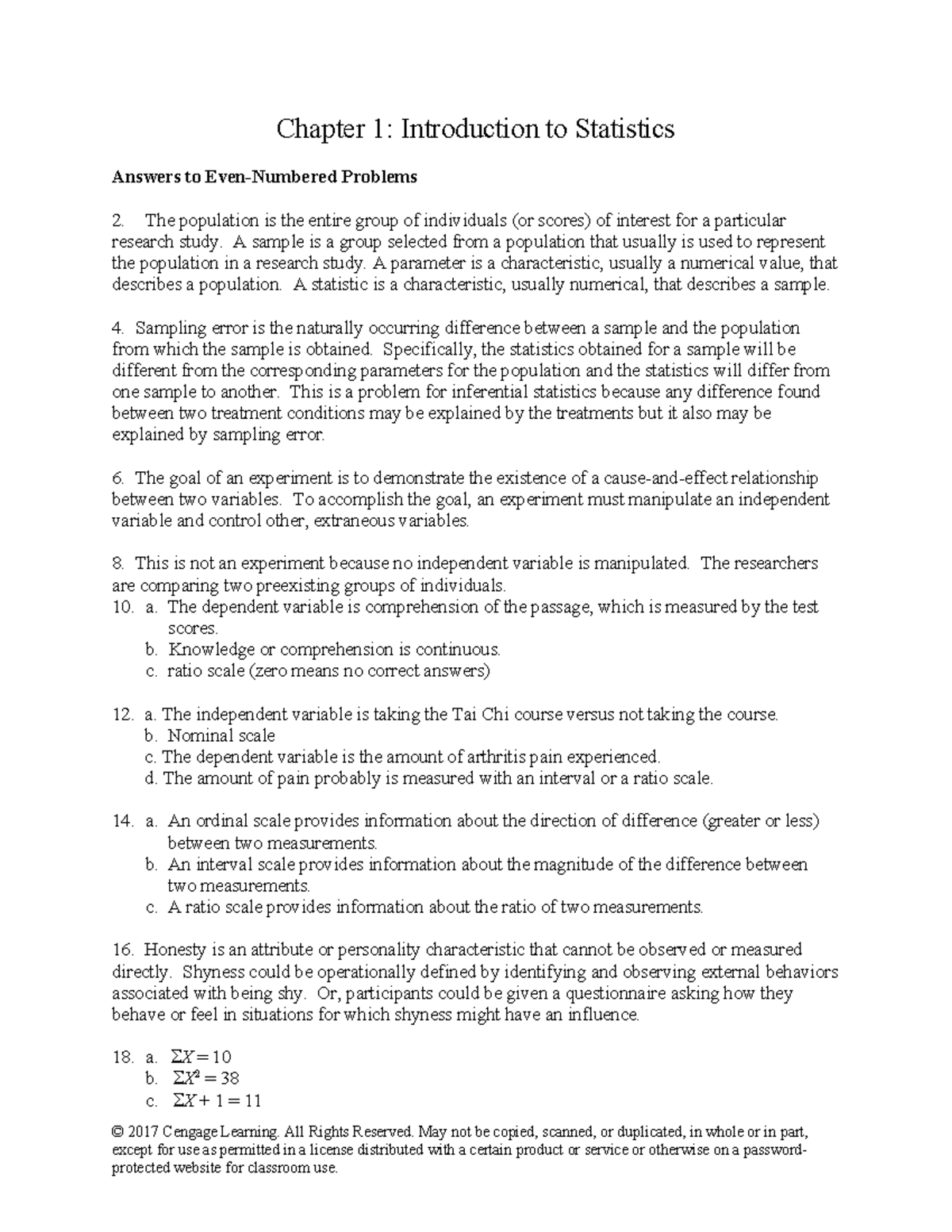 Even-Numbered Problem Solutions for Stats (Stats 101) - Studocu