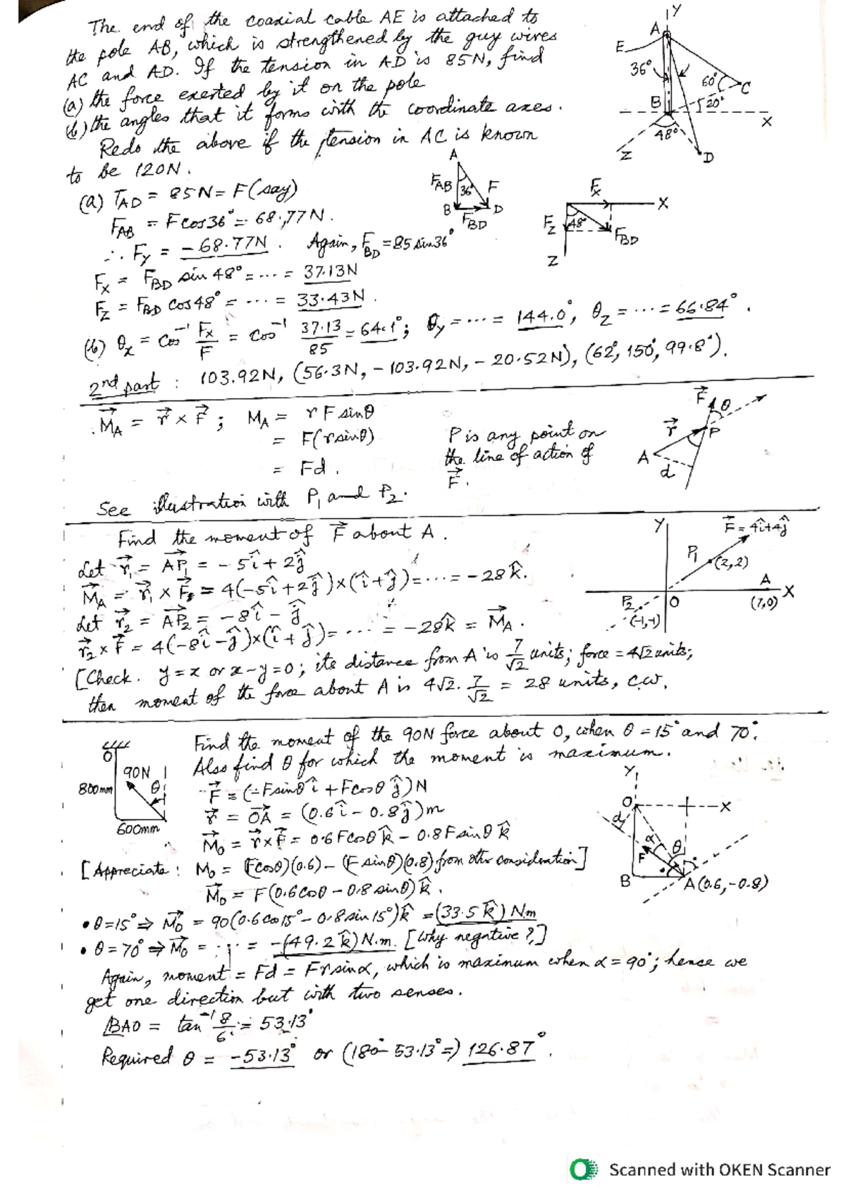 Notes 1 Eng Mech - The end of the coadial cable AE is attached to 1 A ...