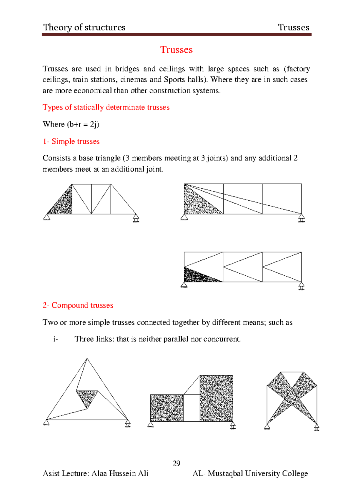 Theory of Structures: Trusses Analysis and Examples (ENG 101) - Studocu