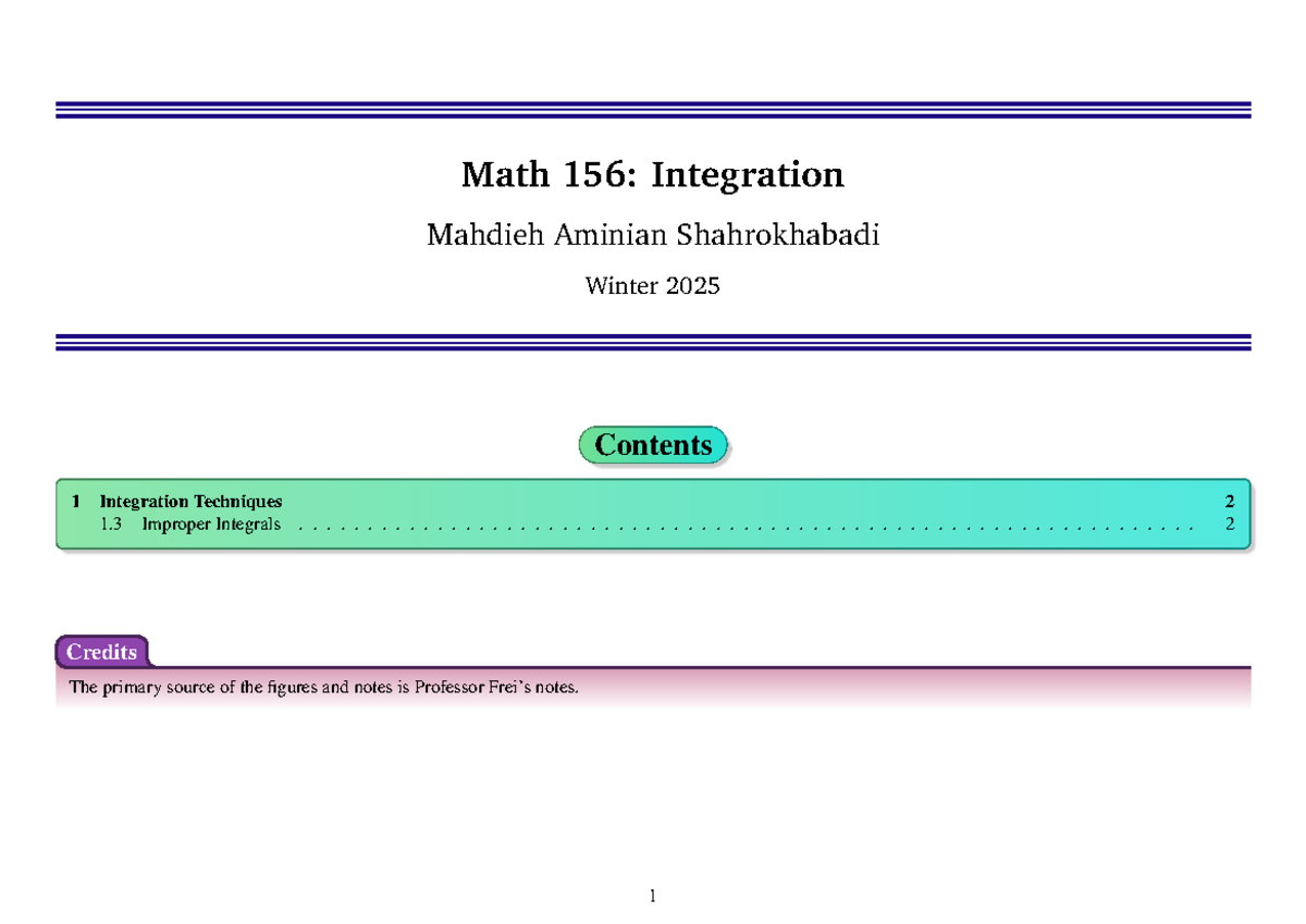 Lecture 4 annotated - Notes - Math 156: Integration Mahdieh Aminian ...