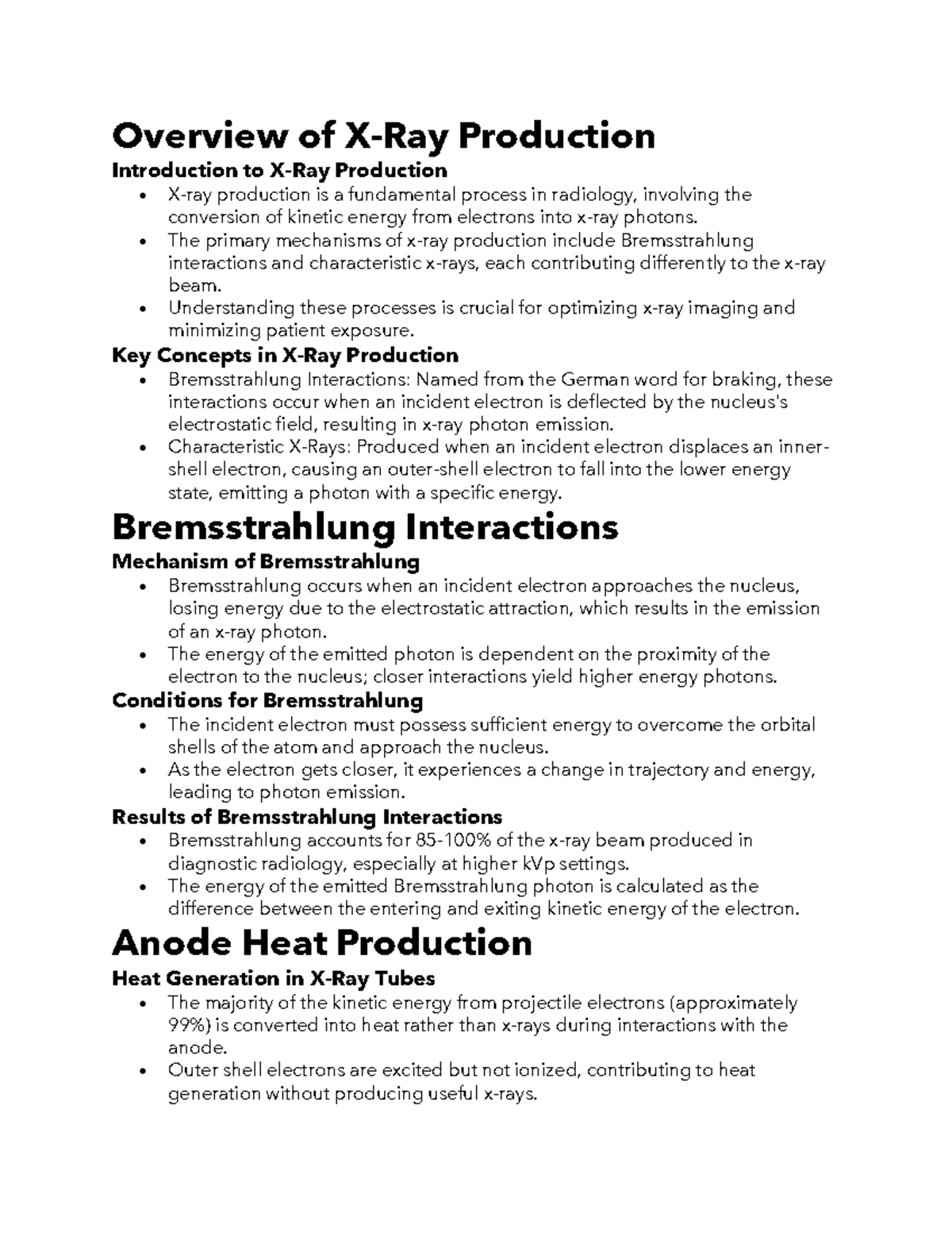 Overview of X-Ray Production: Mechanisms, Efficiency, and Heat in ...