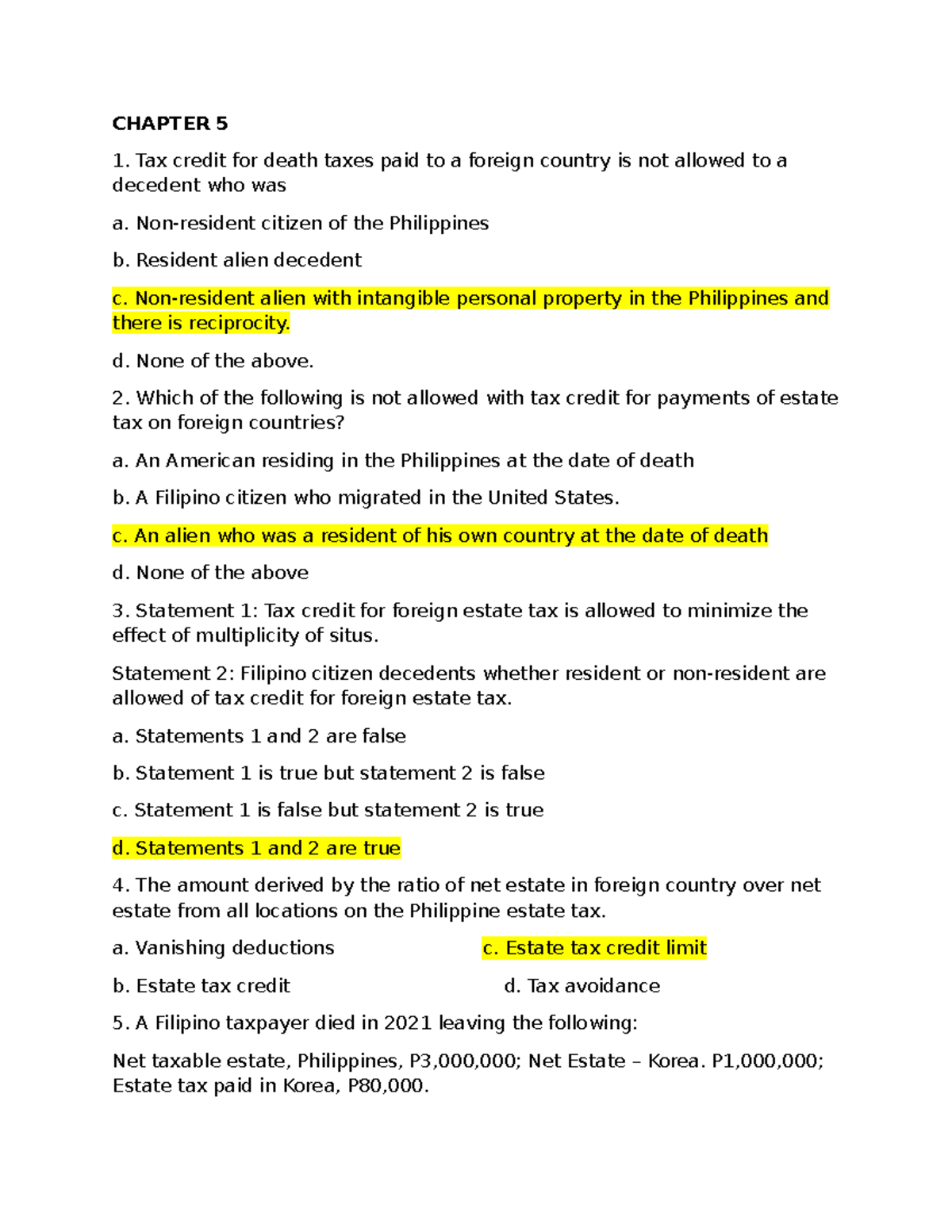 Business Tax Reviewer - Tax Concepts and Estate Tax Implications - Studocu