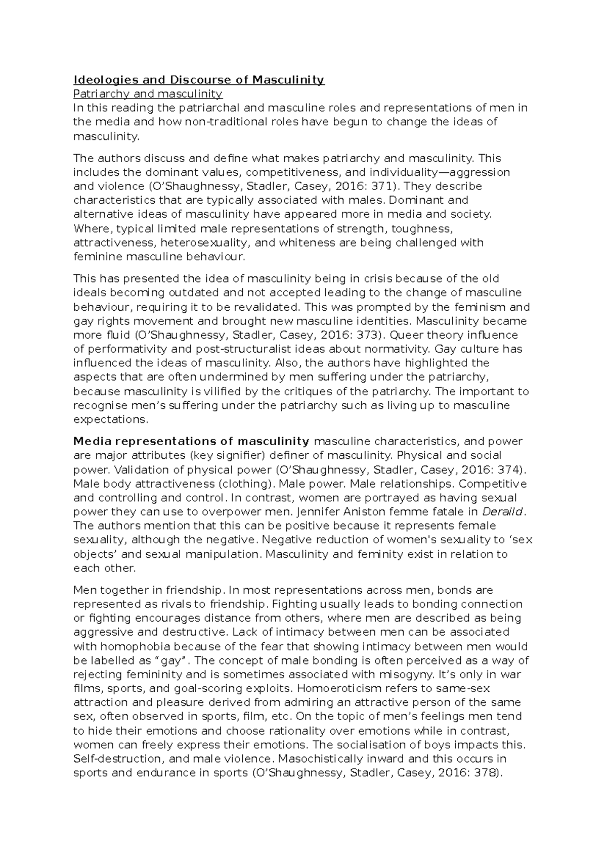 Masculinity in Crisis: Summary of Ideologies and Discourse Analysis ...