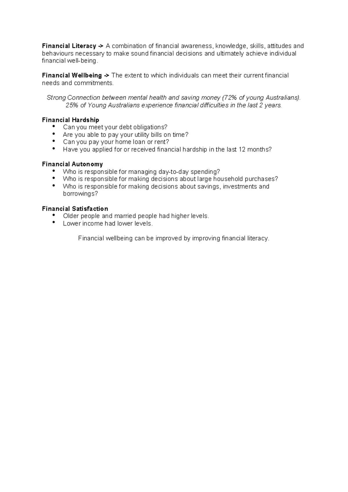 Financial Literacy and Wellbeing: Insights from Business Lecture Notes ...
