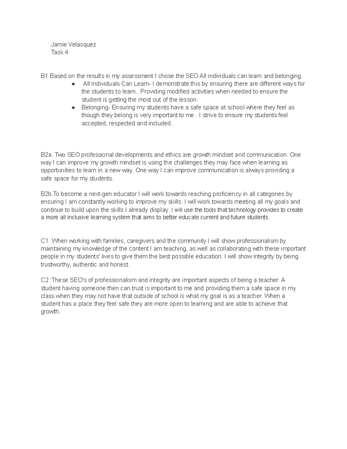 Task 4 D090 - Reflecting on Inclusivity and Professionalism in ...