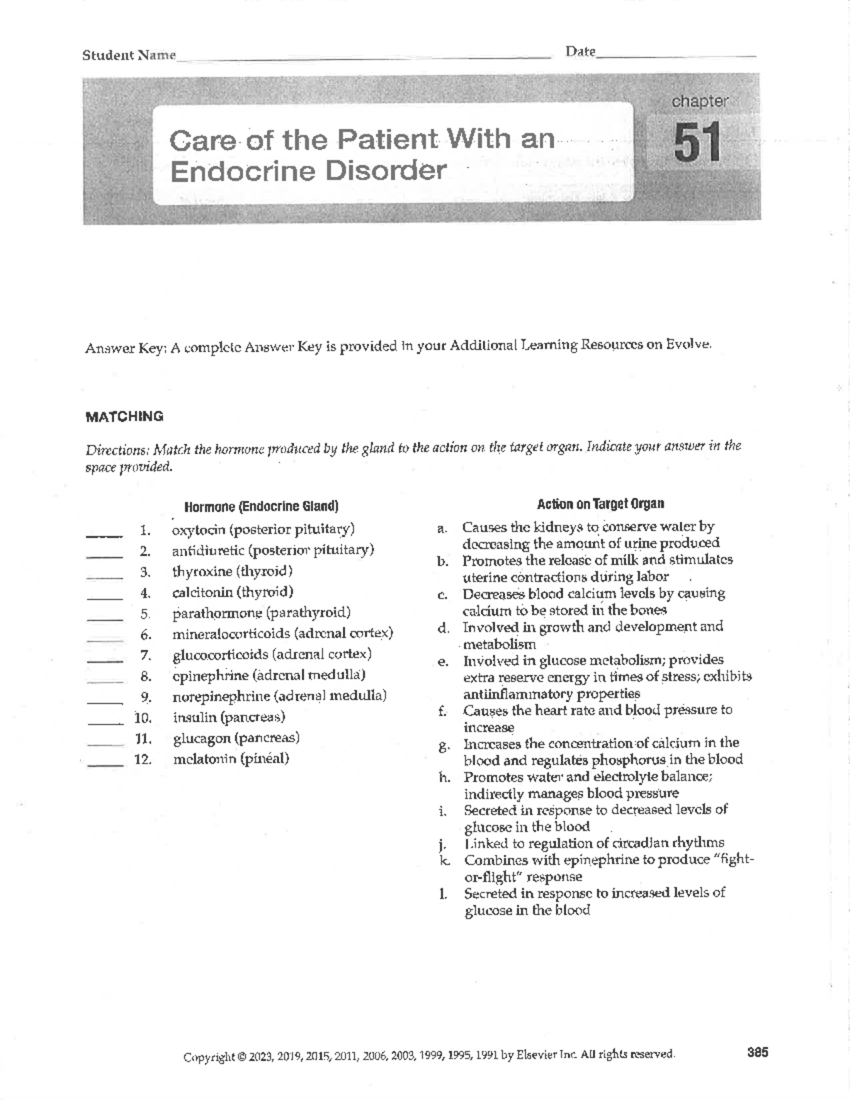 Endocrine Disorders Study Guide: Chapter 51 Review and Answer Key - Studocu