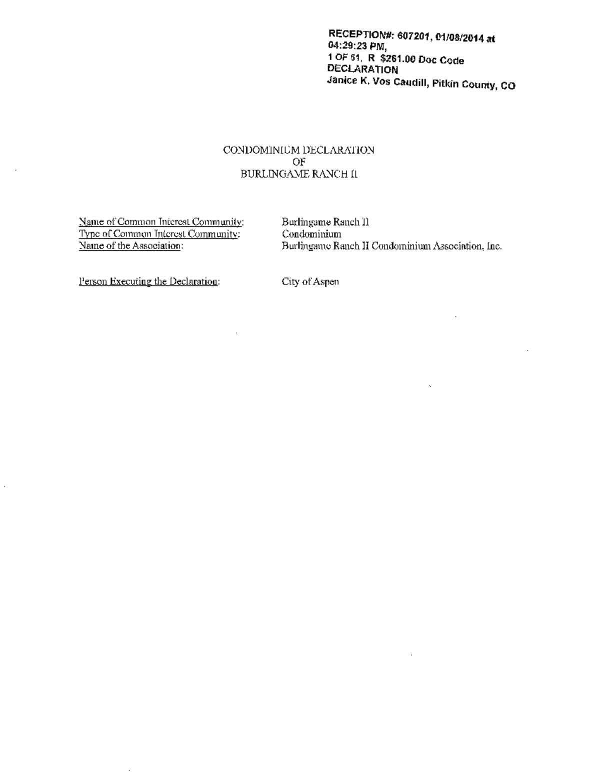 Burlingame Ranch II Condominium Declaration Overview - Studocu