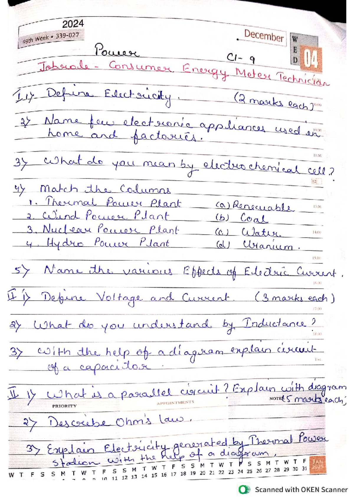 Power 1st Unit Test Questions for Consumer Energy Meter Technician ...