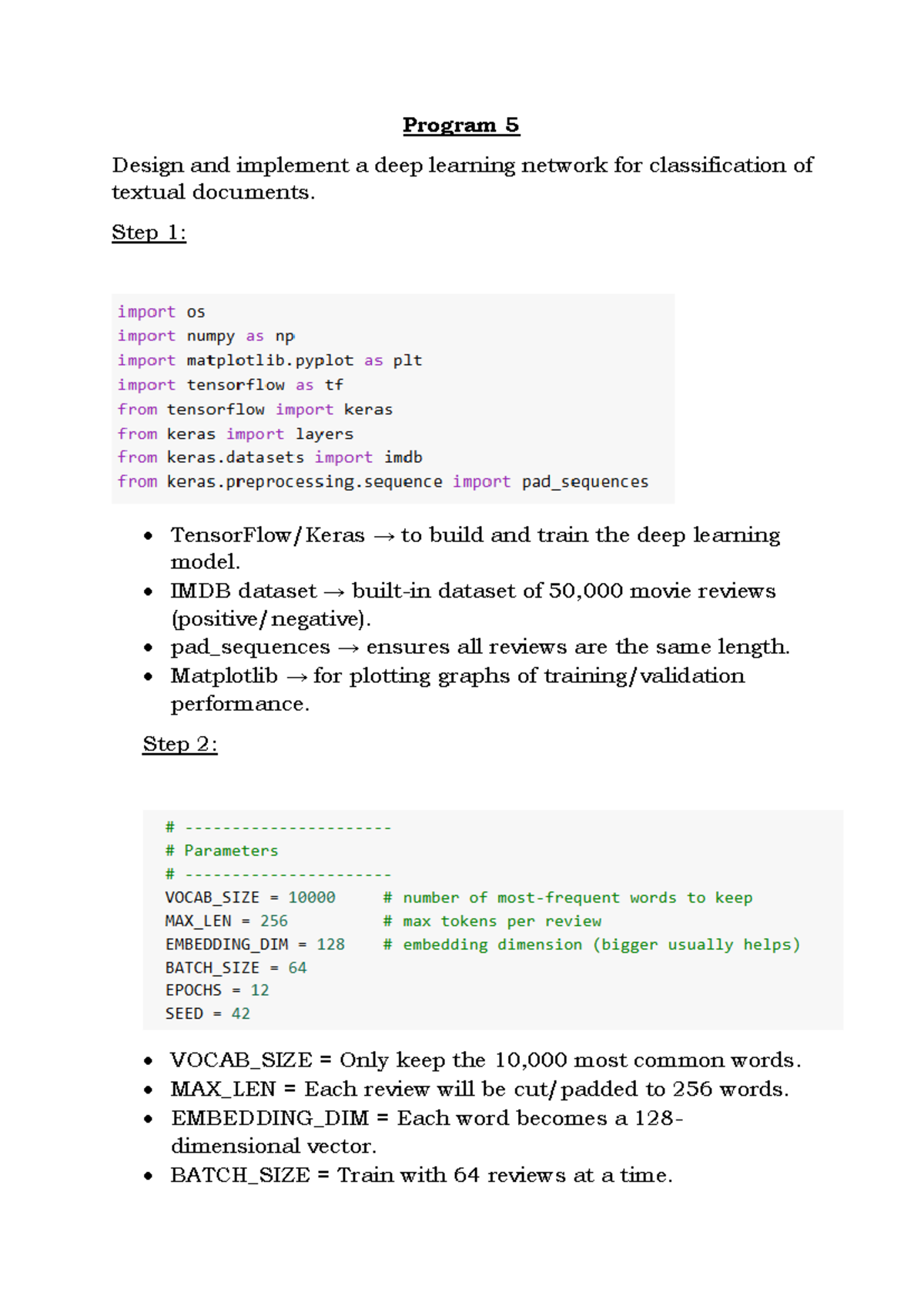 Deep Learning Lab 5 - Implementing Text Classification Model - Studocu