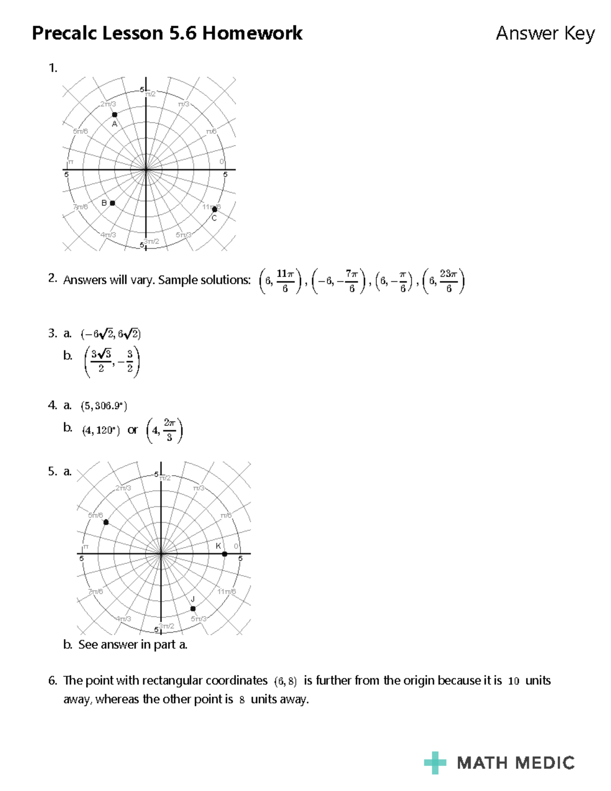 Precalc Lesson 5.6 HW Answer Key: Sample Solutions and Tips - Studocu