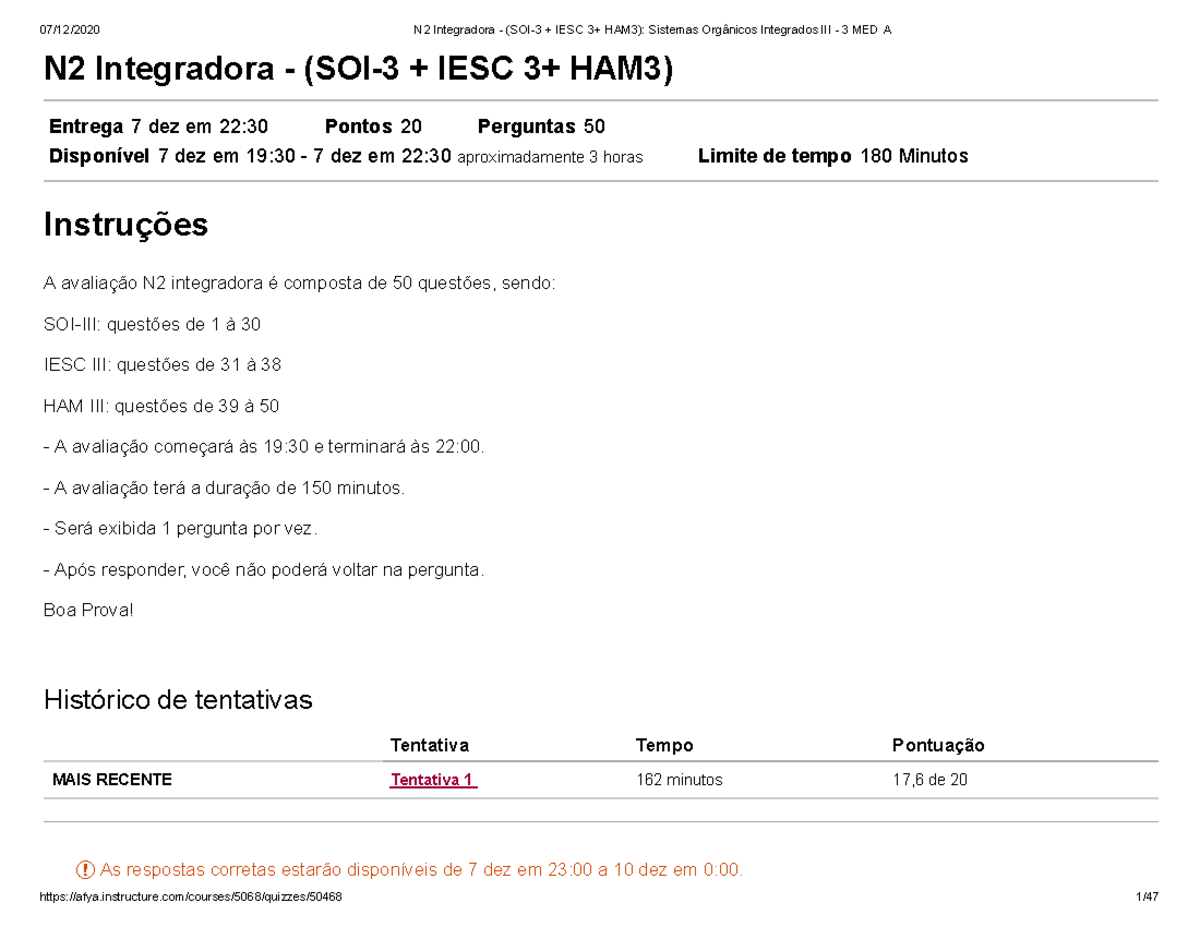 N2 Integradora - SOI-III, IESC III, HAM III - Avaliação e Instruções ...
