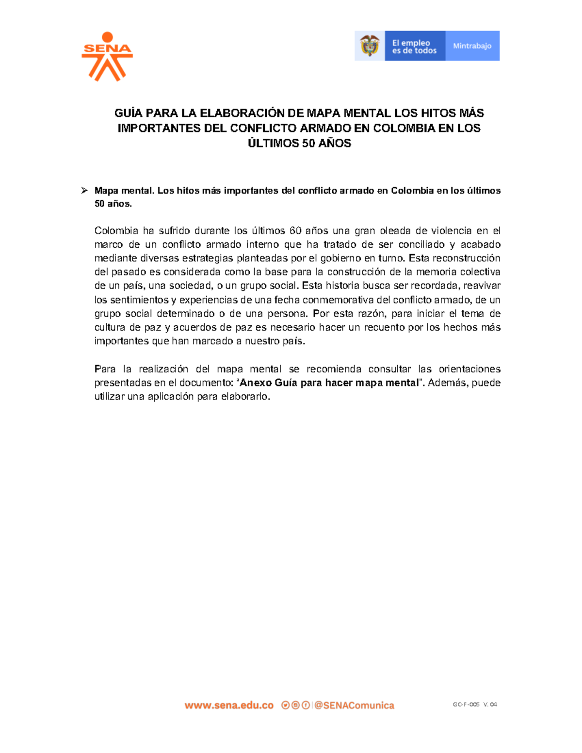 Anexo Mapa mental hitos del conflicto 2402015 26 AA5 EV01 - GC-F -005 V ...