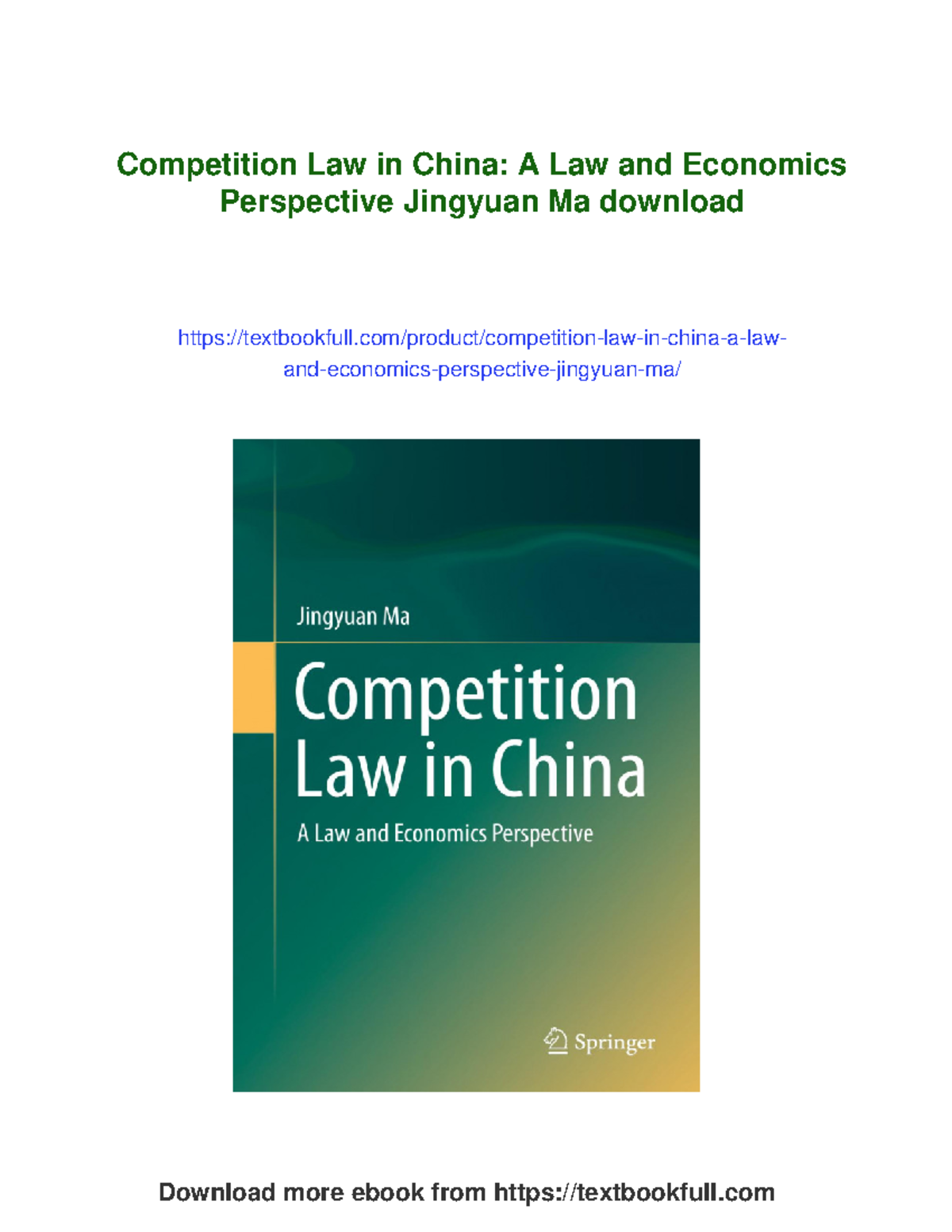 Competition Law in China: A Law and Economics Perspective by Jingyuan ...