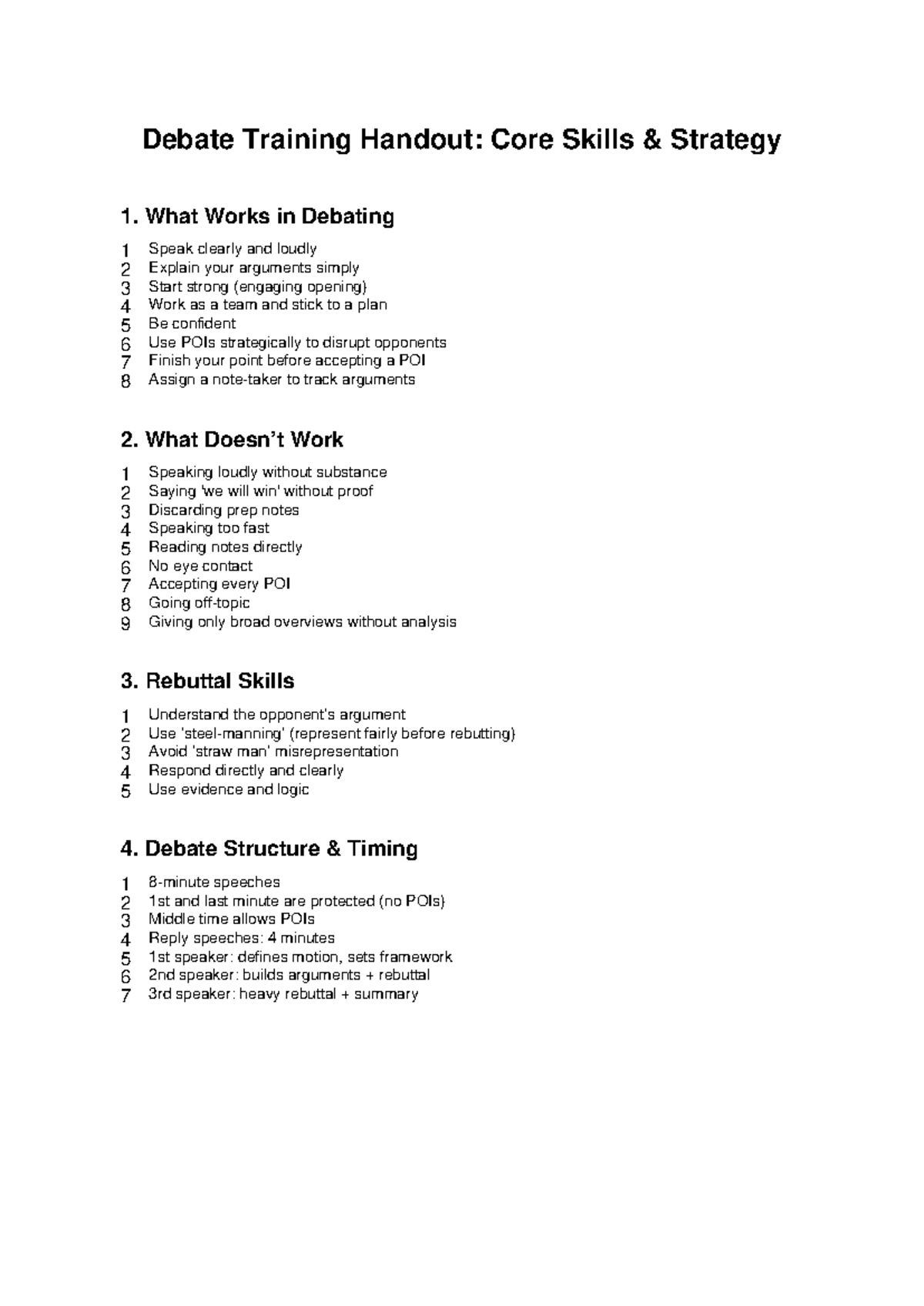Debate Training Handout: Core Skills & Strategies (Updated Apr 2026 ...