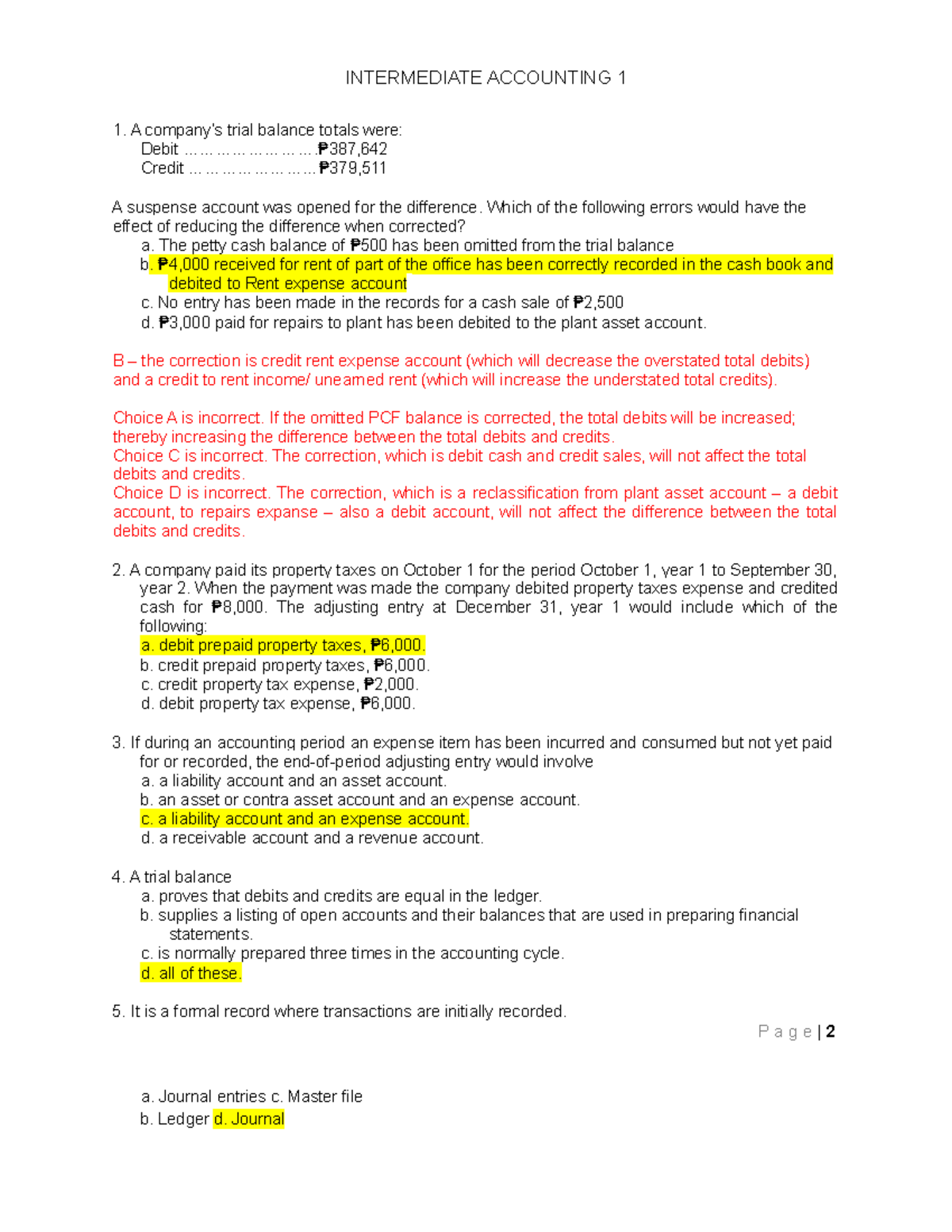 Intermediate Accounting 1: Reviewer for IA1 Final Exam Preparation ...