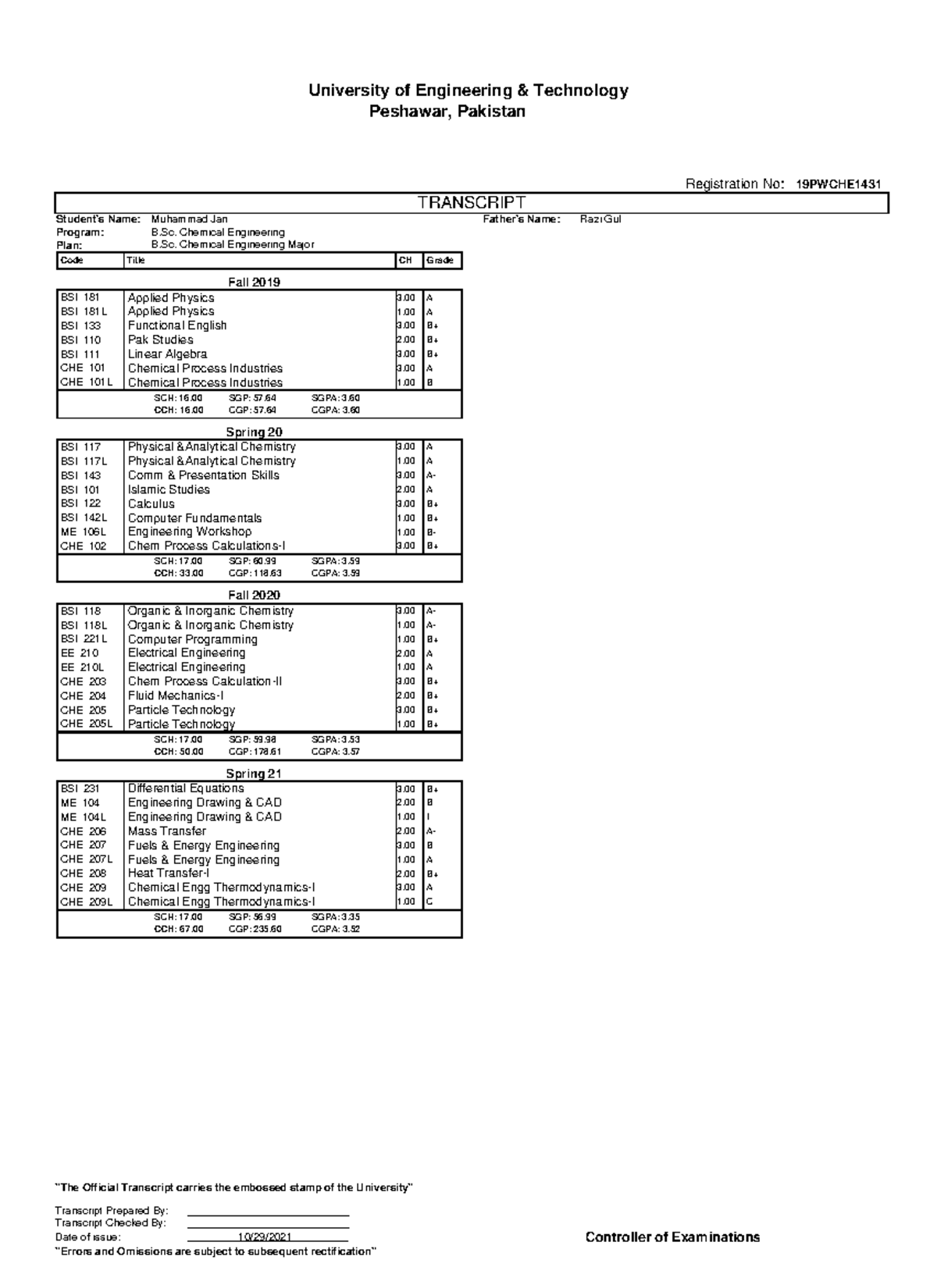 Transcript for B.Sc. Chemical Engineering DMC 2 Exam 19PWCHE - Studocu