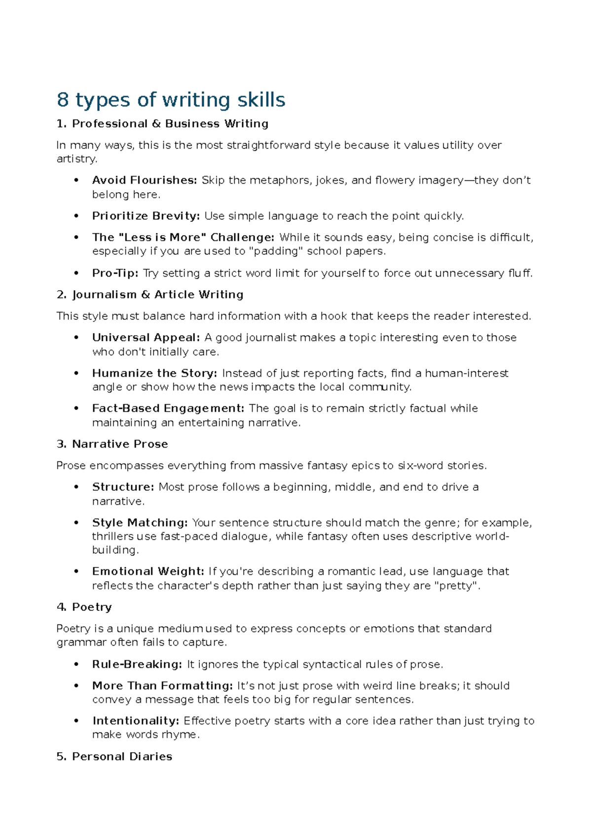 Types Of Writing Journalism