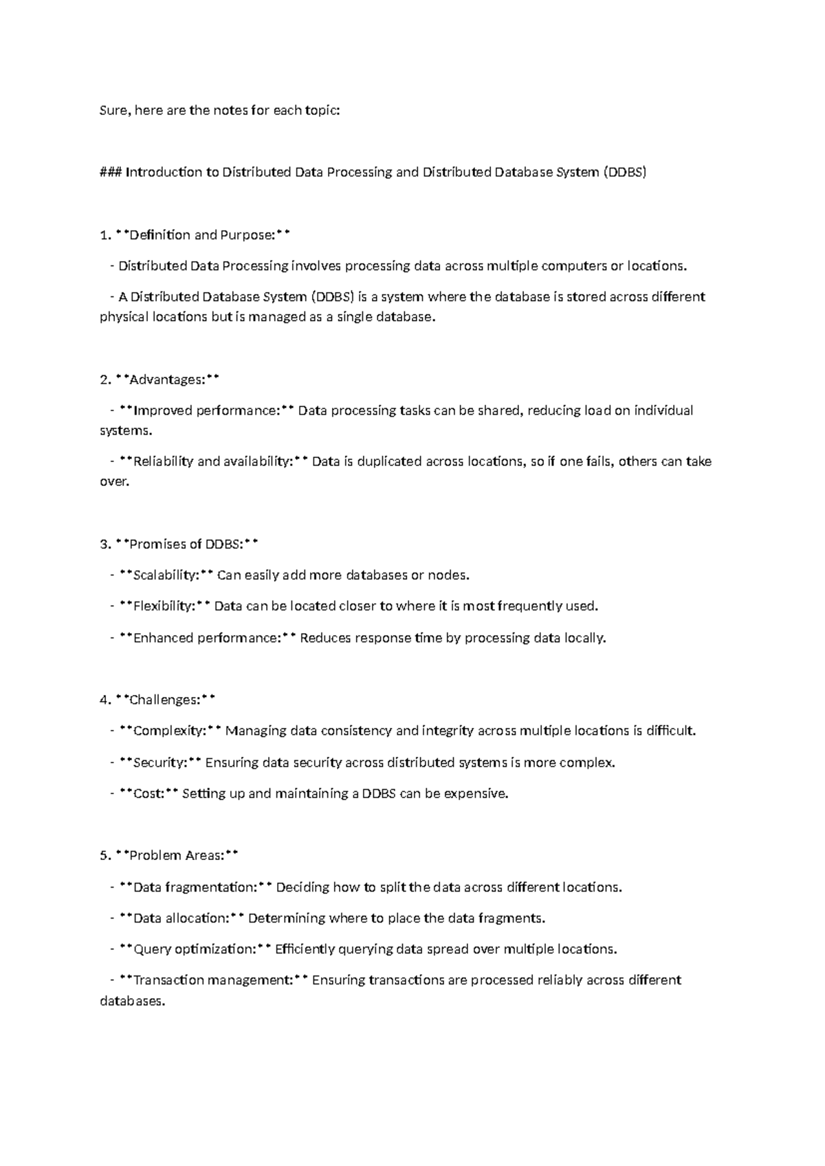 Unit-1 DDBS - Comprehensive Study Notes on Distributed Database Systems ...