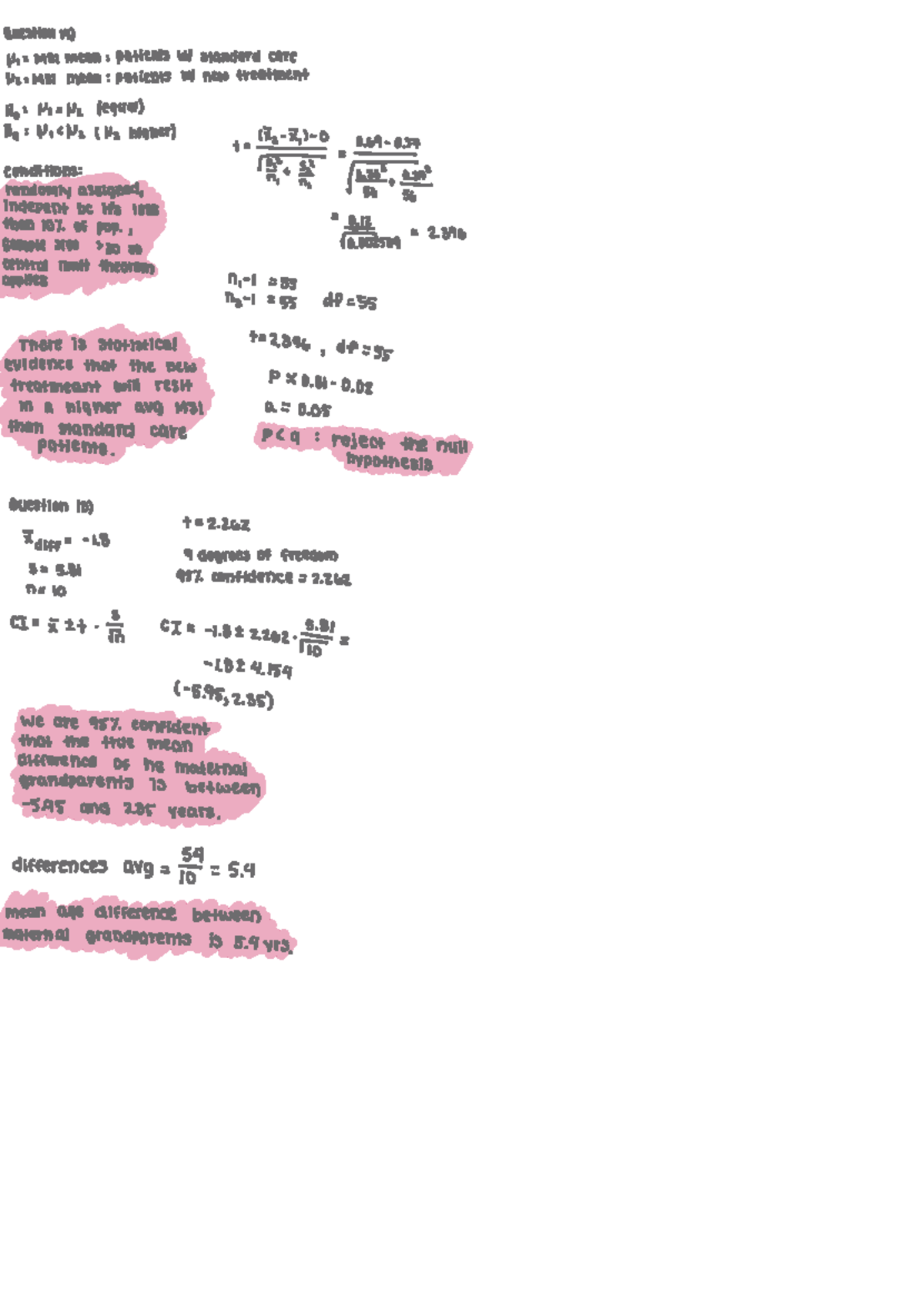 AP Stats Unit 7 FRQs: Hypothesis Testing & Confidence Intervals - Studocu