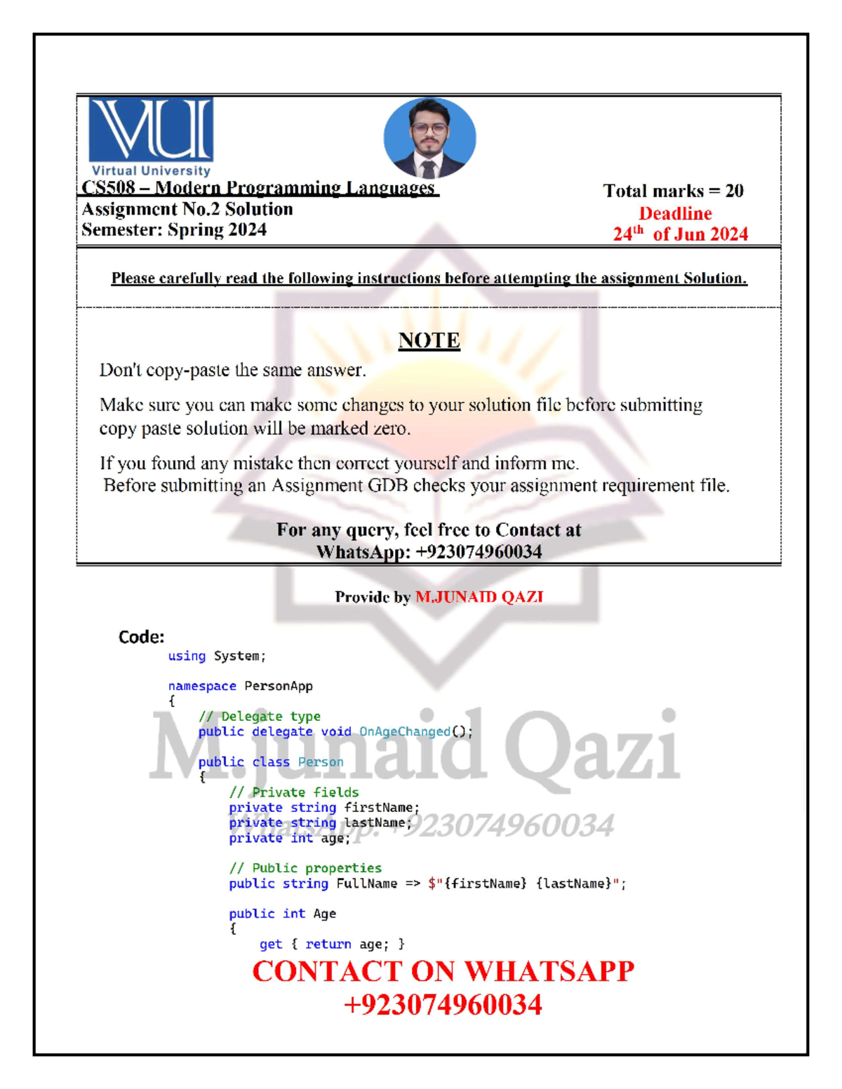 CS508-Assignment 2 Solution Spring 2024 By M.junaid Qazi - MUI Virtual ...