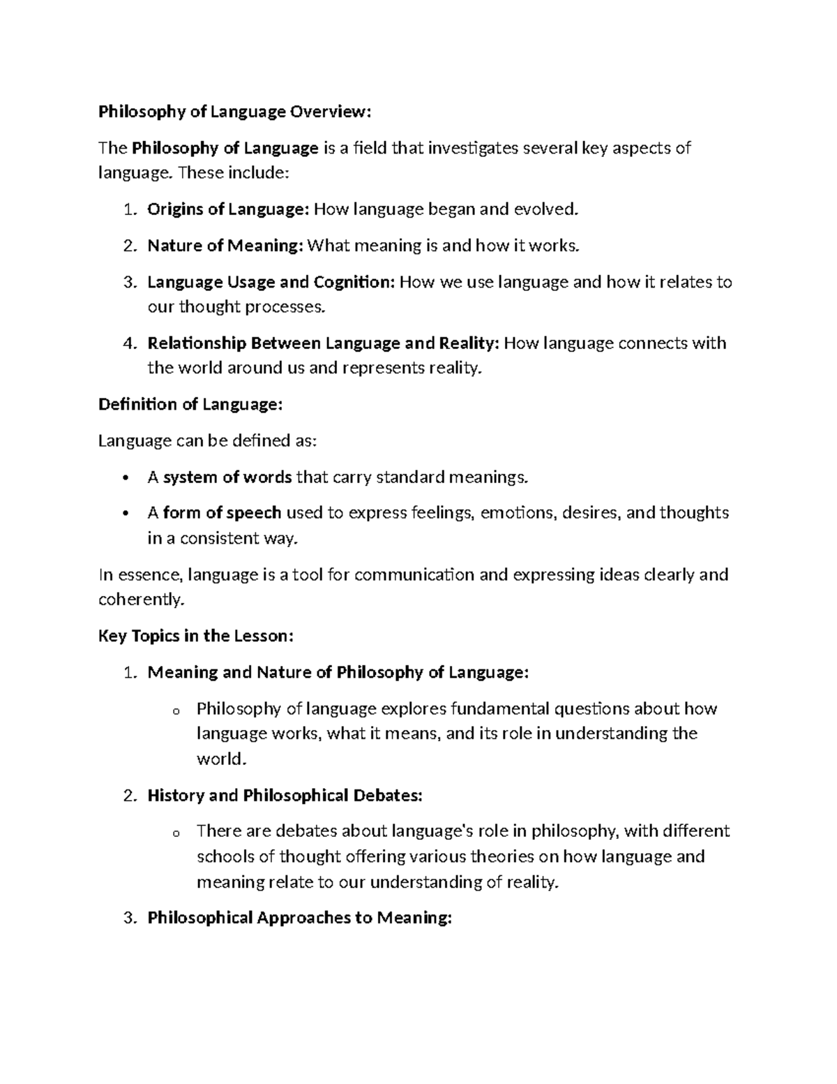Philosophy of Language Overview: Key Concepts and Theories (LONGIC ...