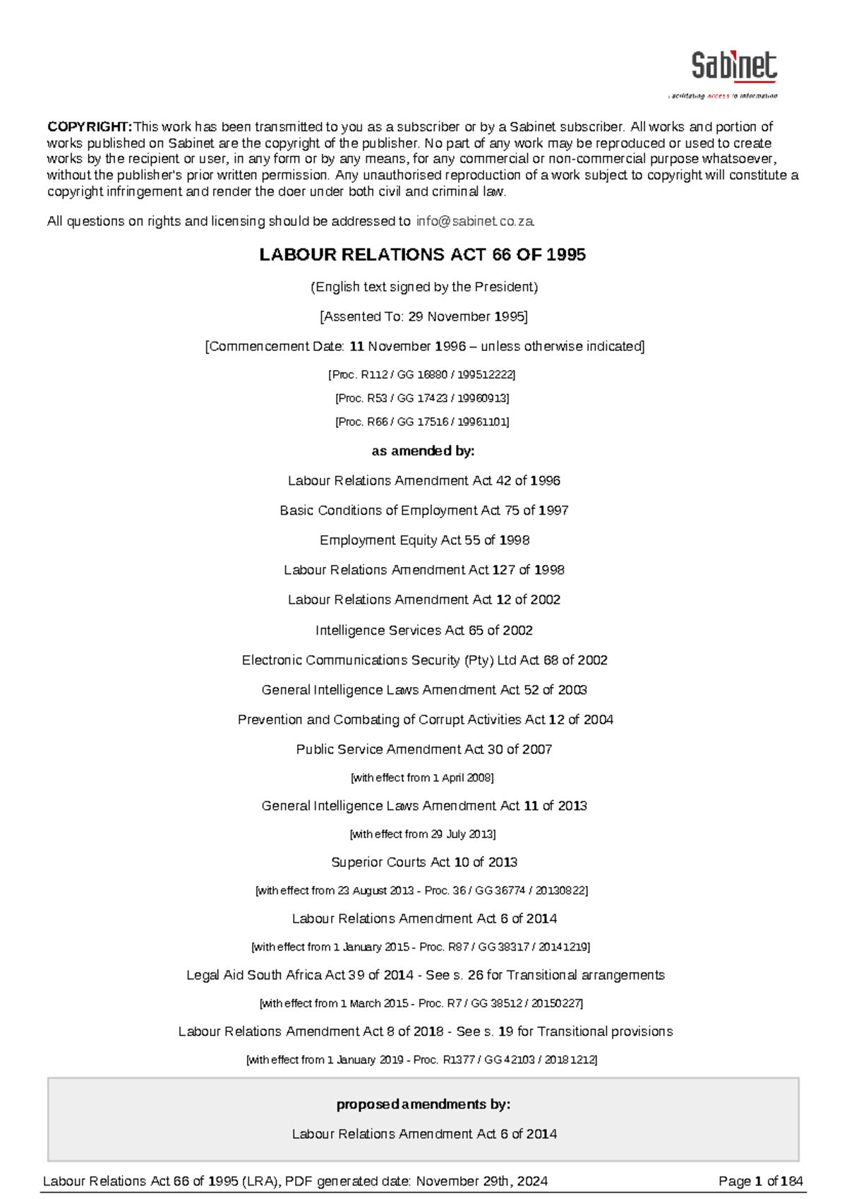 Labour Relations Act 66 of 1995 (LRA) - Comprehensive Overview - Studocu