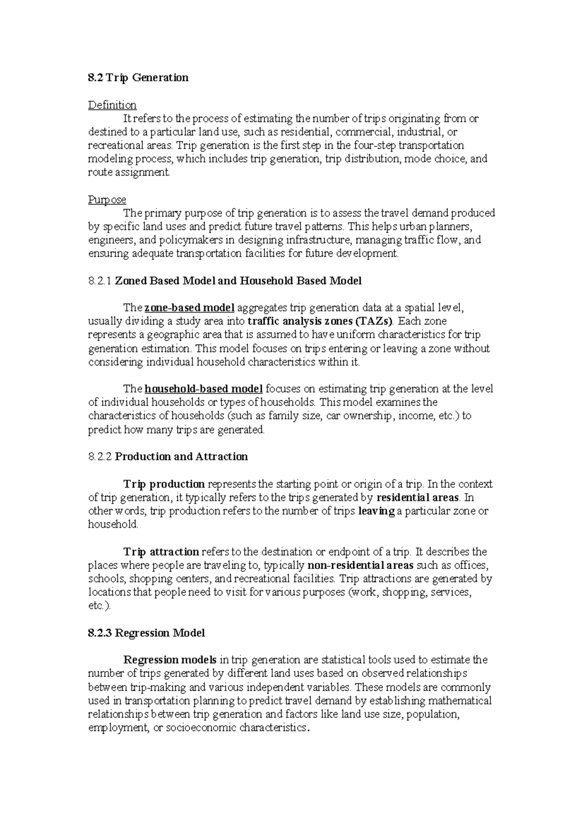 8 - Transportation engineering - 8 Trip Generation Definition It refers ...