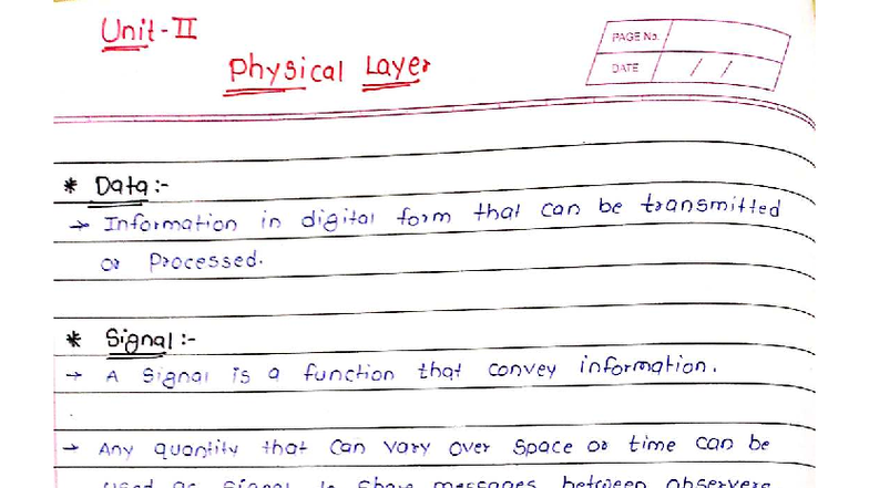Unit 2 - Physical Layer Overview - TE CN Notes - Studocu