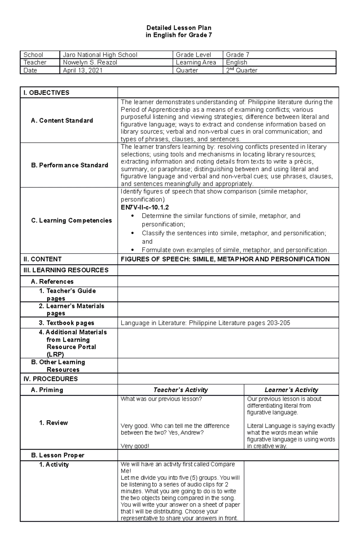 Budgeted Outlay for TLE-Cookery 10 - Quarter 3 Summary - Studocu