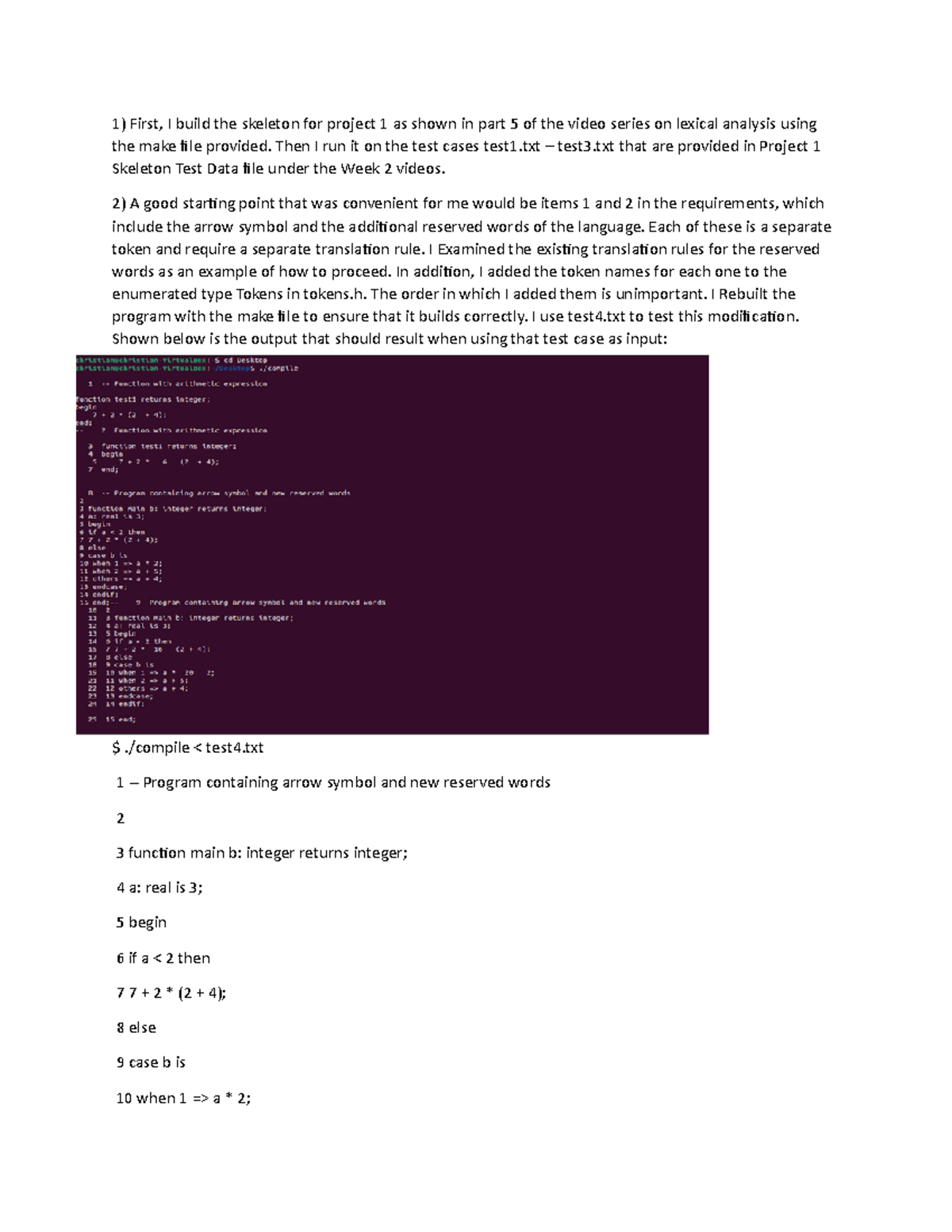 CS101: Lexical Analysis Project 1 - Building and Testing Guide - Studocu