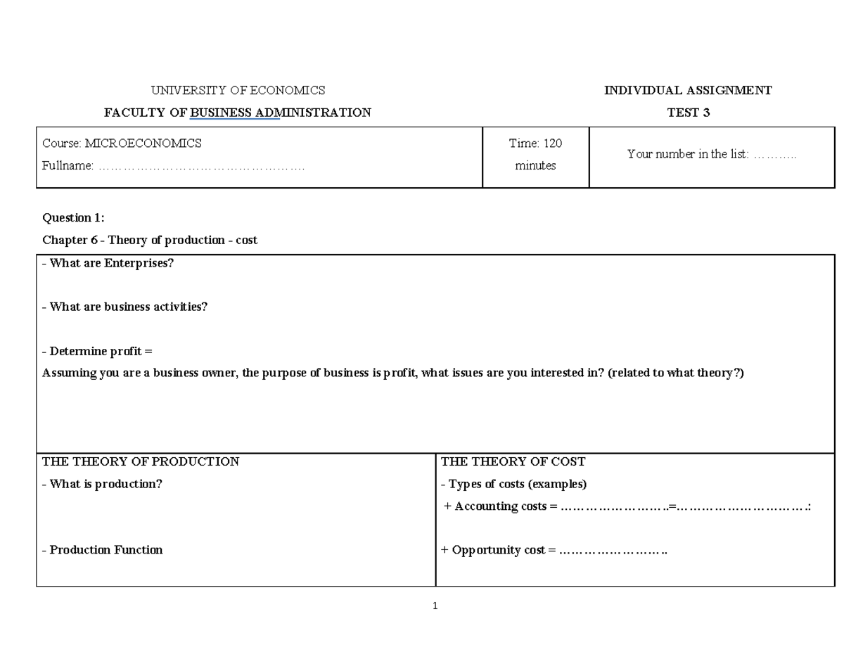 Microeconomics Test 3: Individual Assignment Insights and Analysis ...