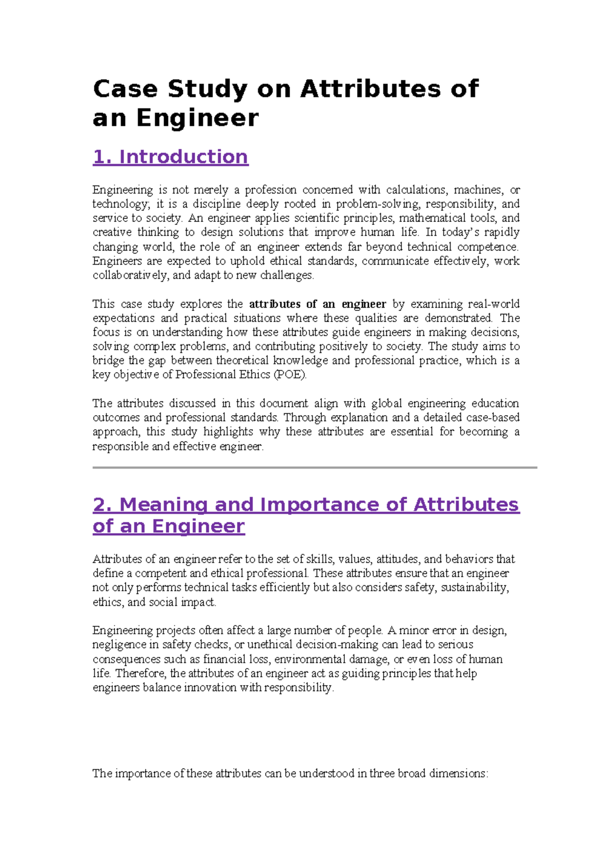 Case Study on Engineer Attributes: Ethics & Professionalism (POE) - Studocu