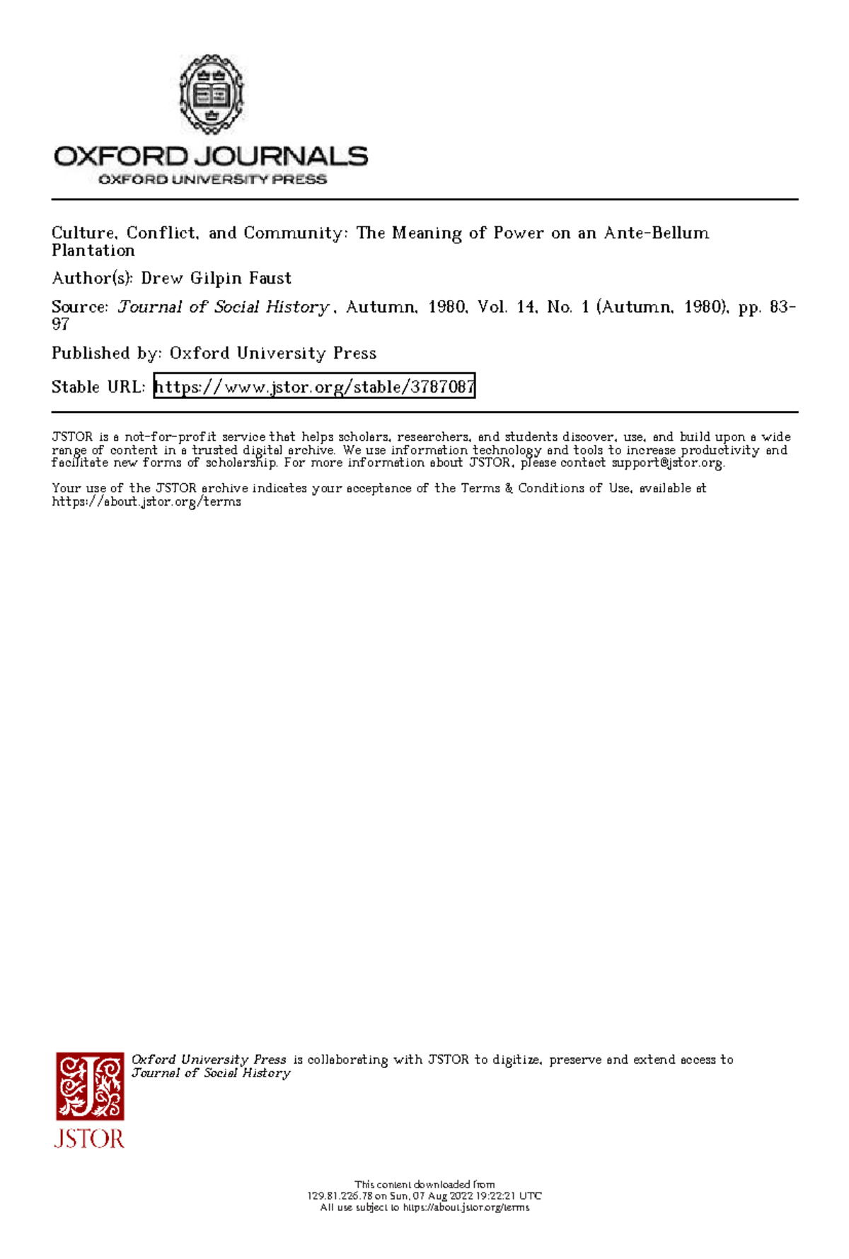 Culture, Conflict, and Power Dynamics on an Ante-Bellum Plantation - Document Preview