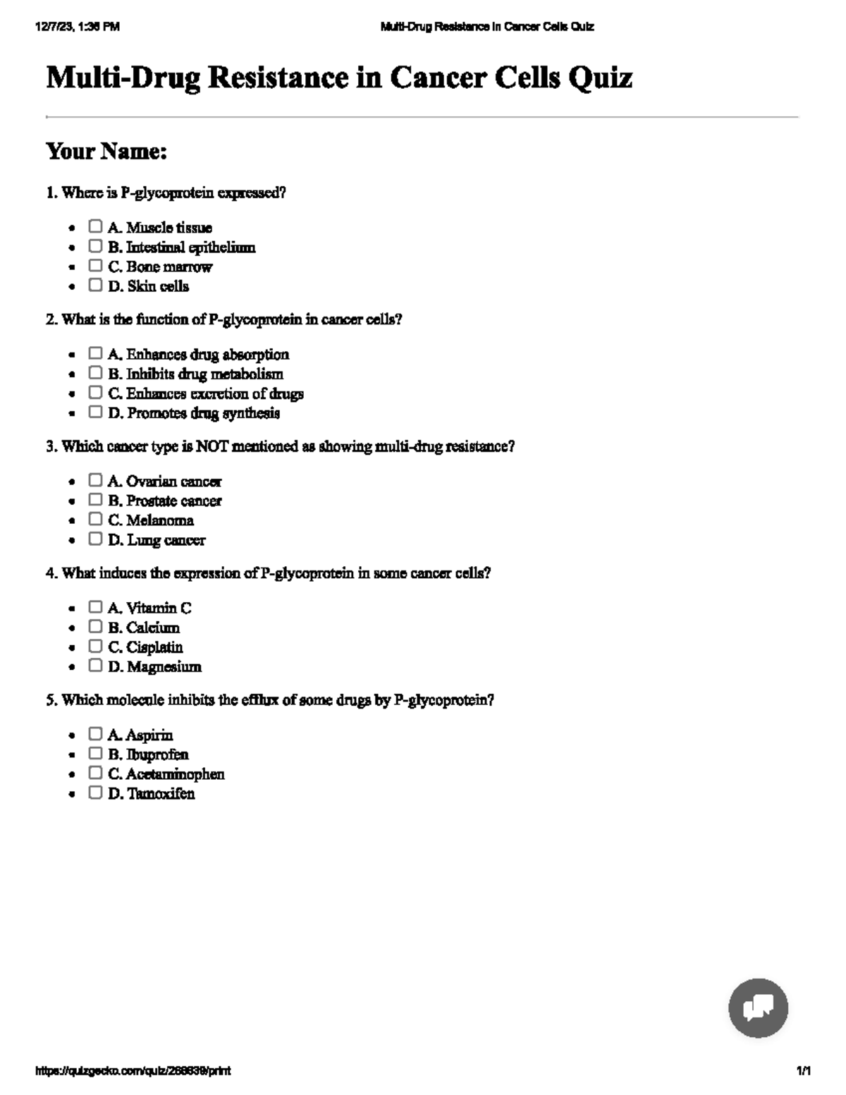 Anti-Cancer MCQs - Practice Questions for Exam Preparation - Studocu