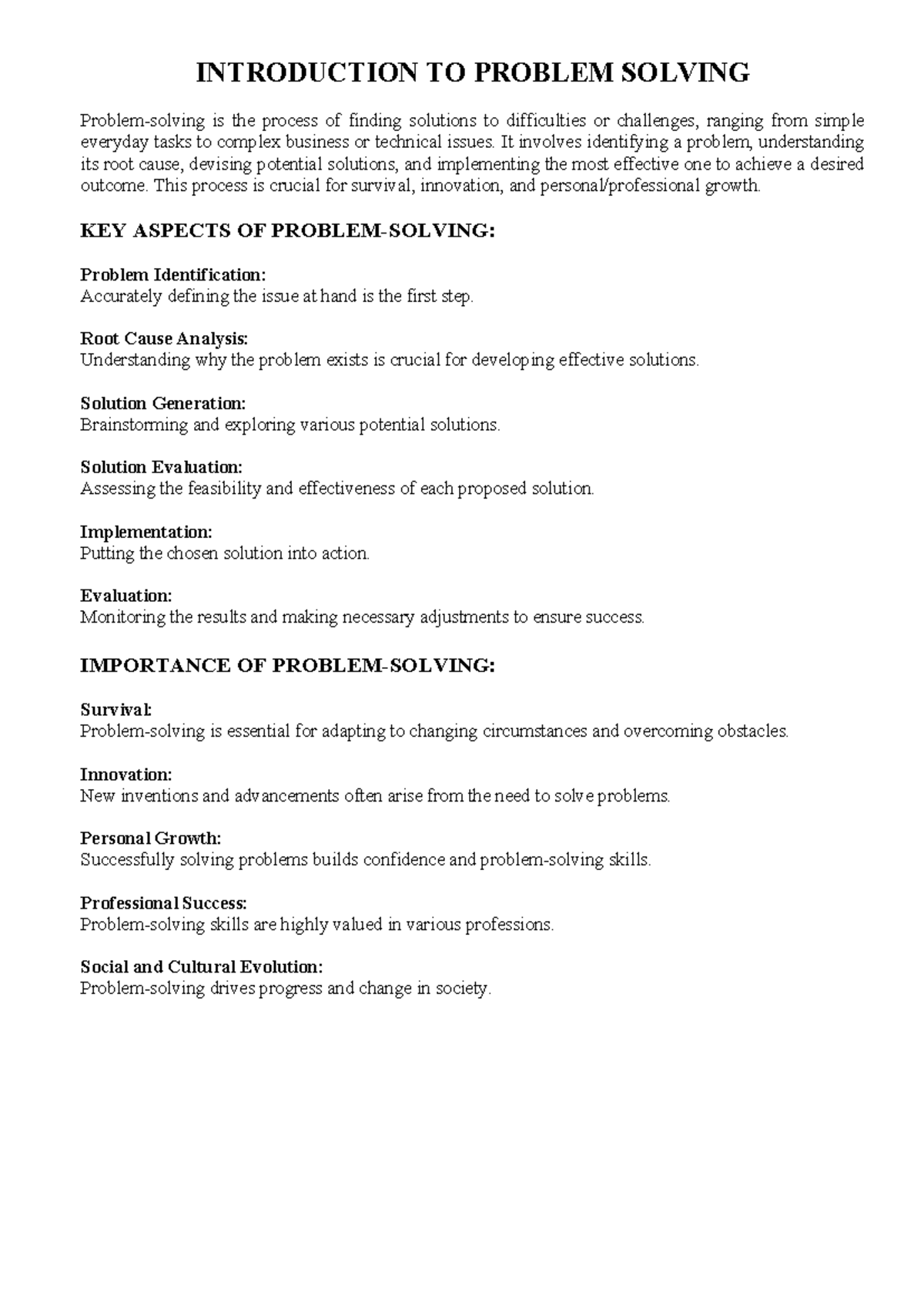 General Lecture Notes on Problem Solving in Computer Science (CS101 ...