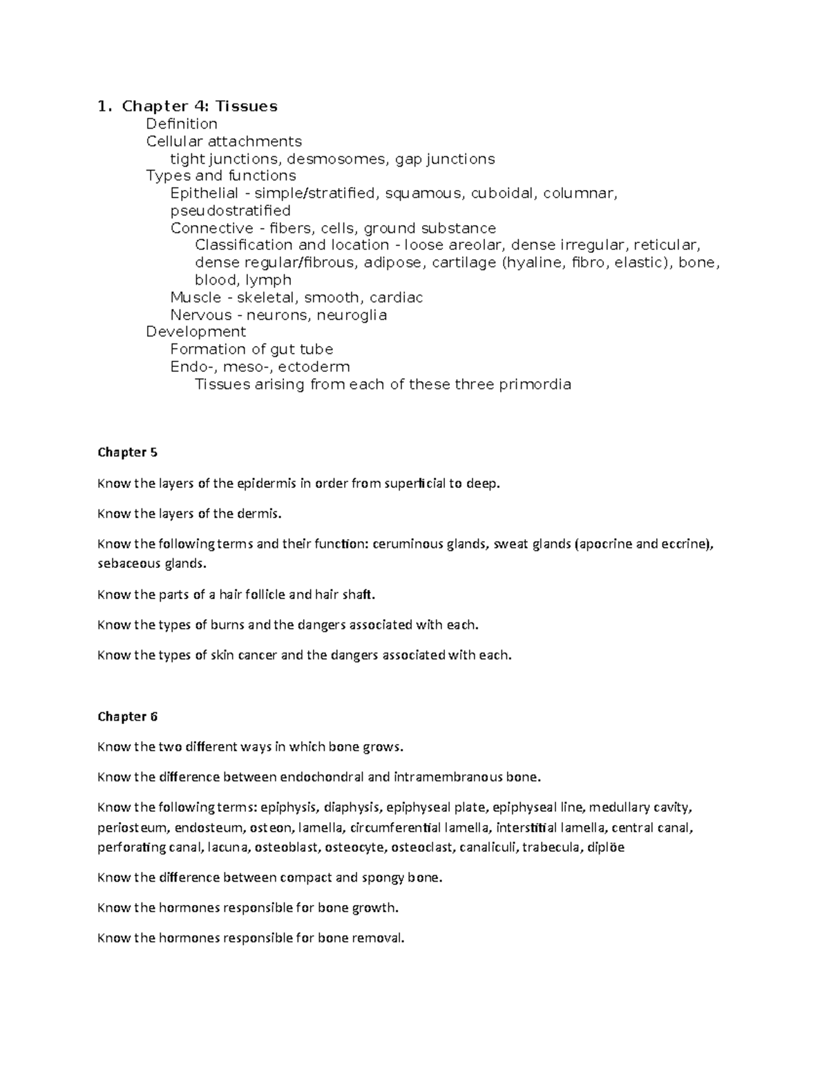 Biology 101: Chapter Notes on Tissues & Integumentary System - Studocu