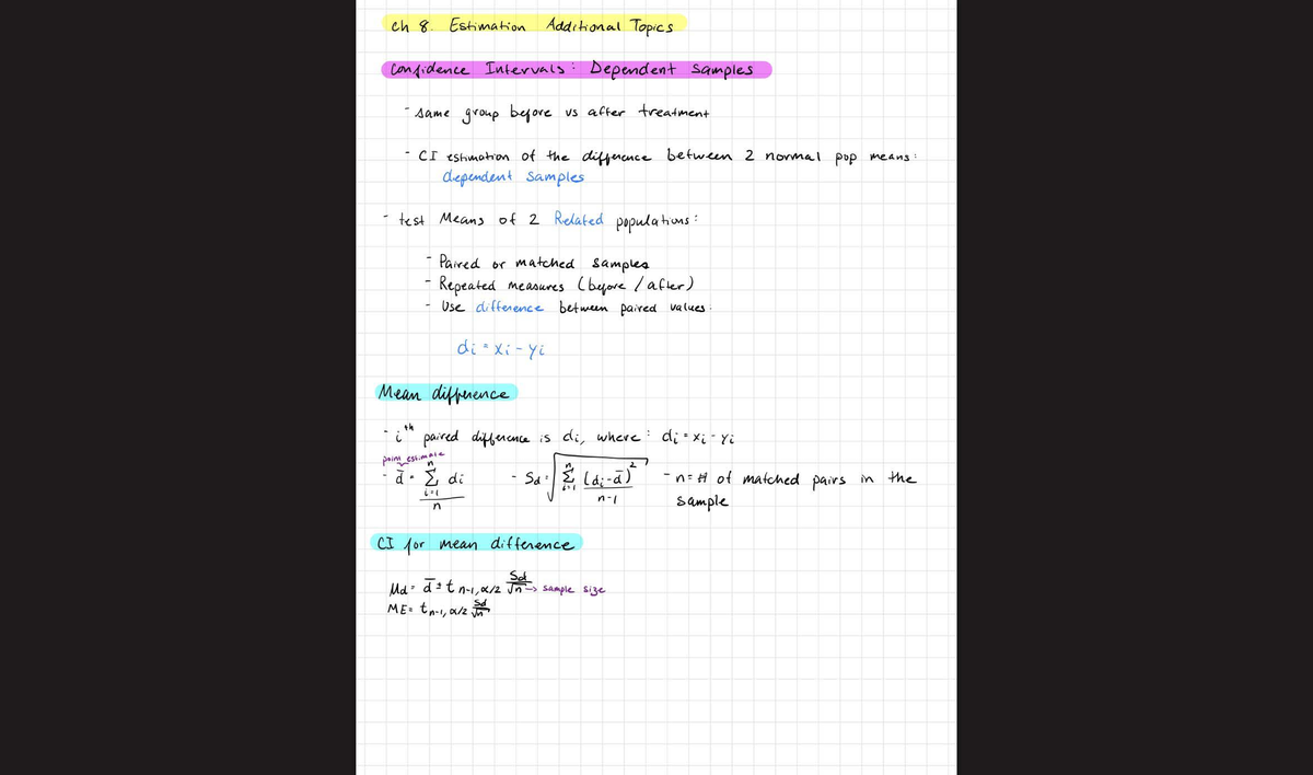 Econ221 Ch 8 - Estimation & Confidence Intervals for Dependent Samples ...