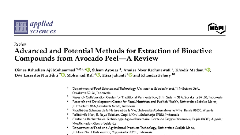 Applied Sciences Review: Advanced Extraction Techniques for Bioactive ...