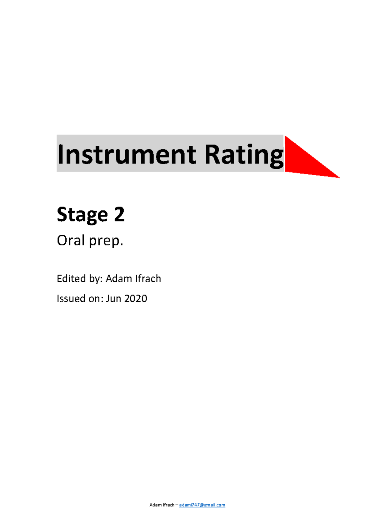 IRA Stage 2 Instrument Rating Oral Prep Notes - Adam Ifrach - Studocu