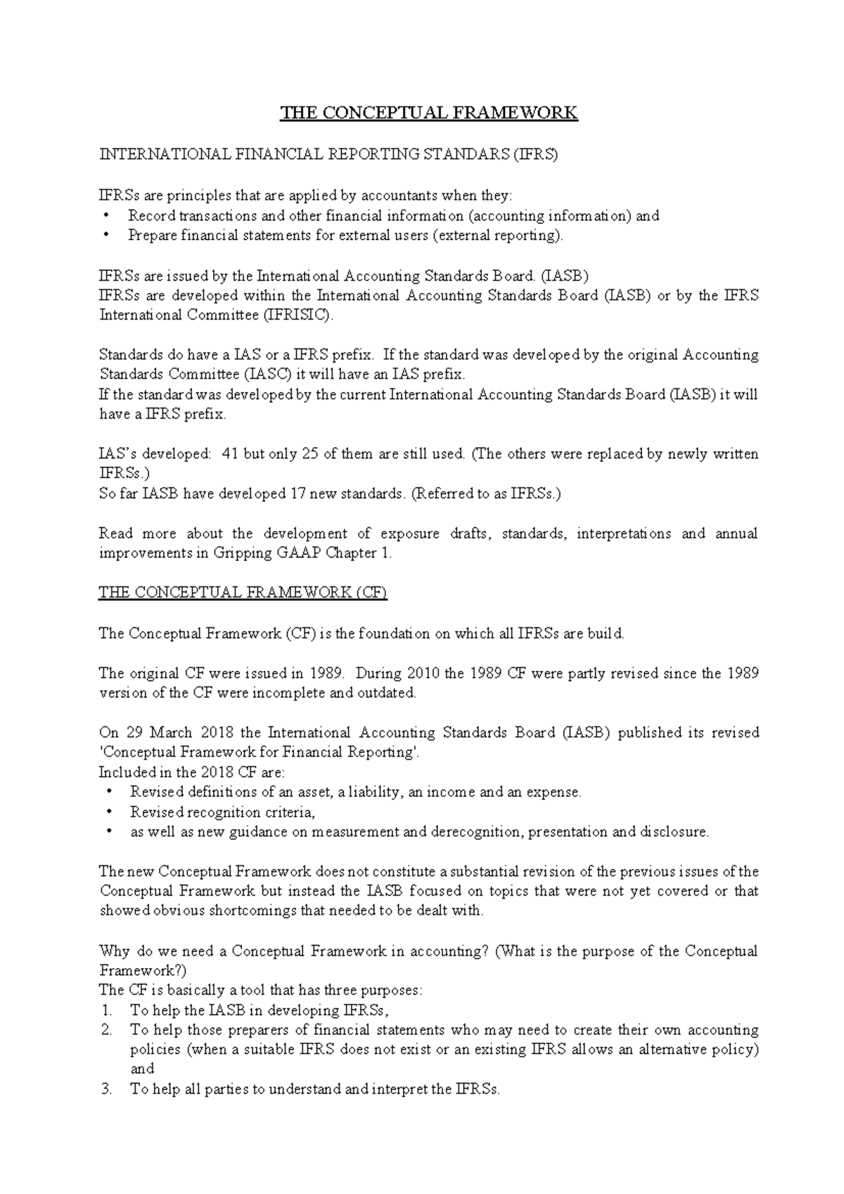 IFRS Conceptual Framework Overview and Key Elements - Studocu