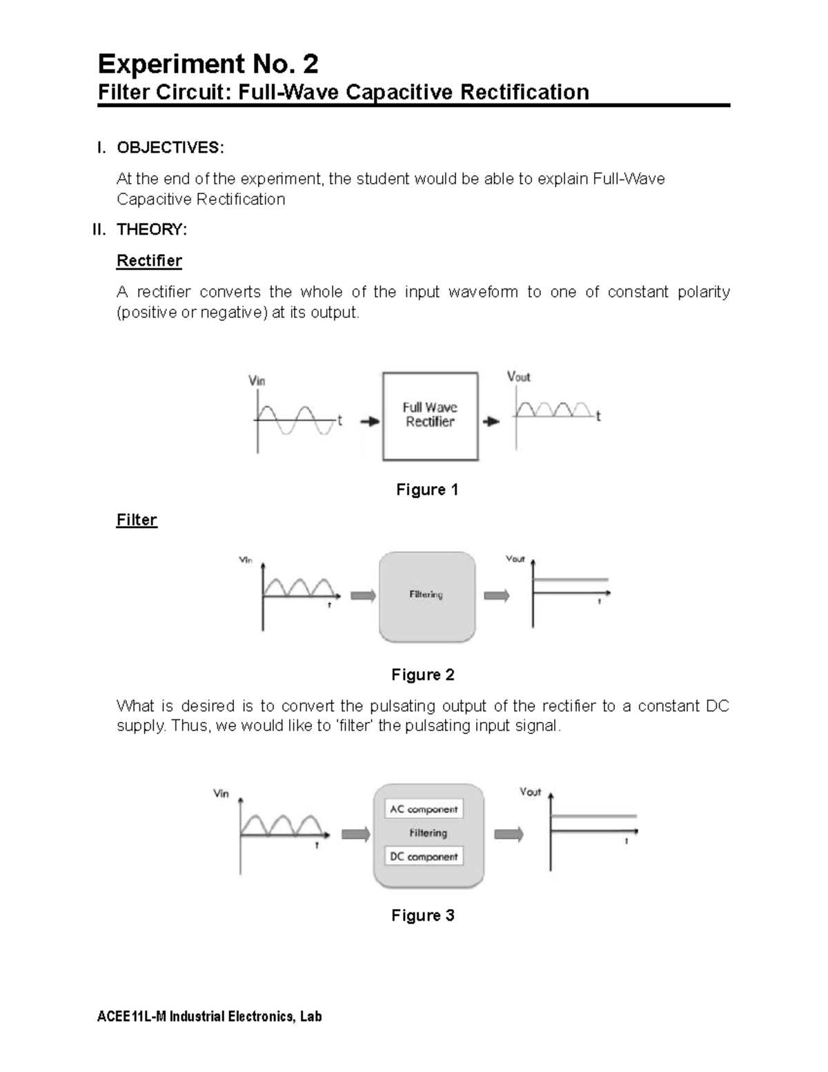 IE Lab Exp. 2: Capacitive Rectification in Filter Circuits - Studocu