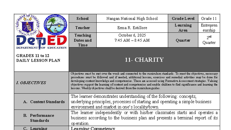 DEMO DLP Final - design - GRADES 11 to 12 DAILY LESSON PLAN School ...