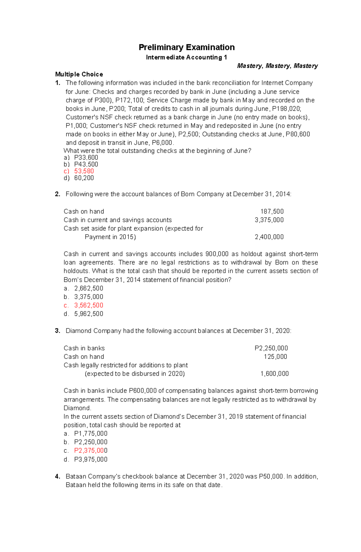 Prelim-II-Q - exam - Preliminary Examination Intermediate Accounting 1 ...