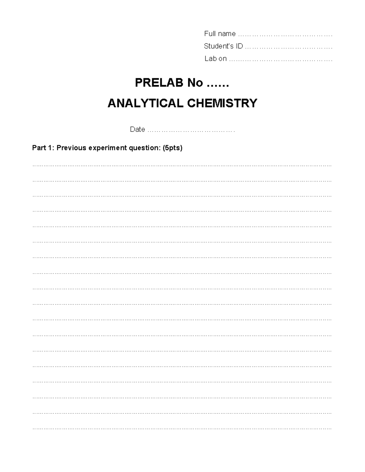 Pre Lab form - Mdhows fafui af - Full name ...